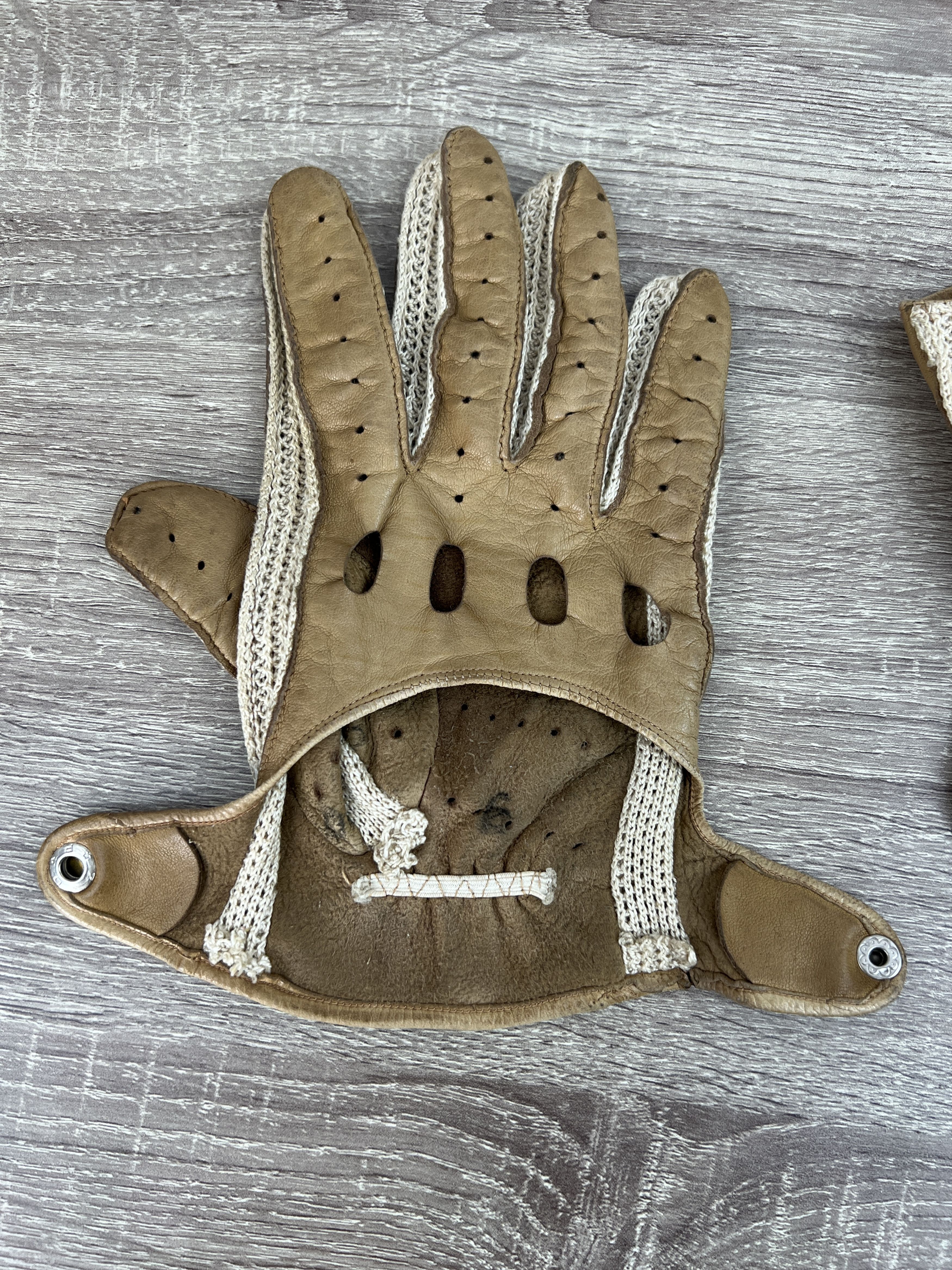 Vintage Vintage 70-80s Brown Leather Racing Gloves Knitted Leon Dore Size ONE SIZE - 18 Thumbnail