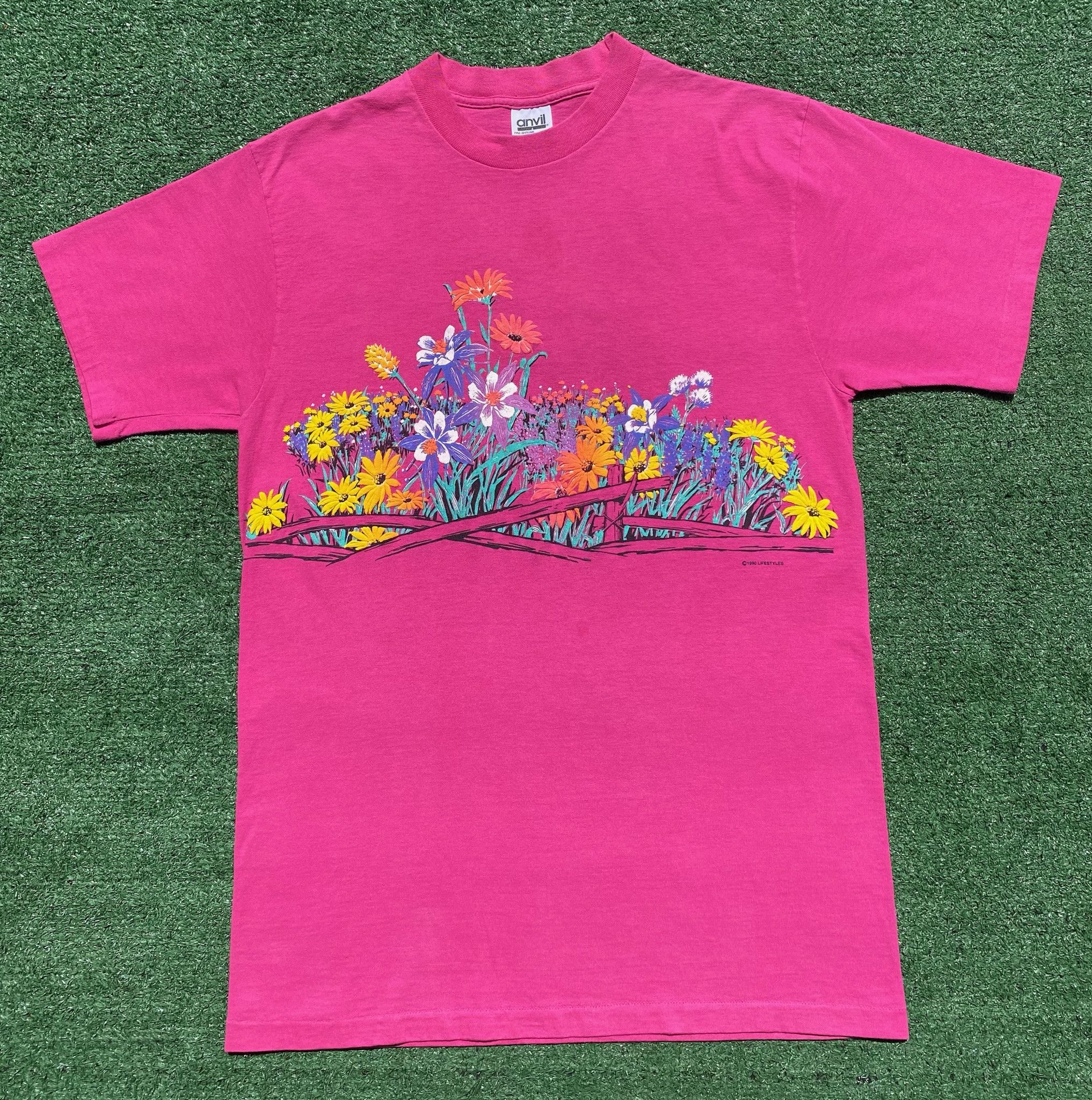 Vintage 90's Wildflowers Puff Print Double Sided T-Shirt Medium Size M / US 6-8 / IT 42-44 - 1 Thumbnail