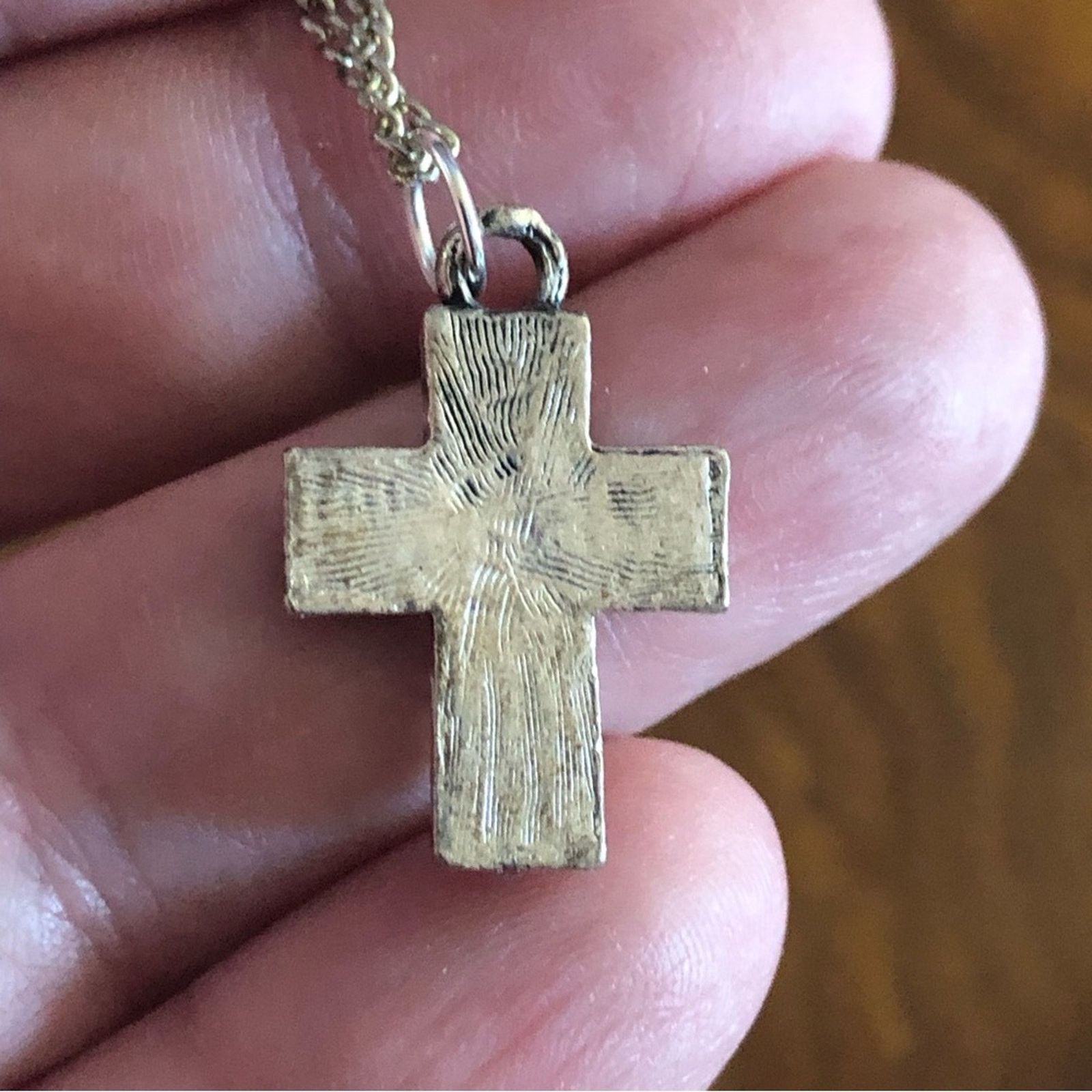 Vintage Vintage multi tone square shape gem cross on chain necklace Size ONE SIZE - 11 Thumbnail