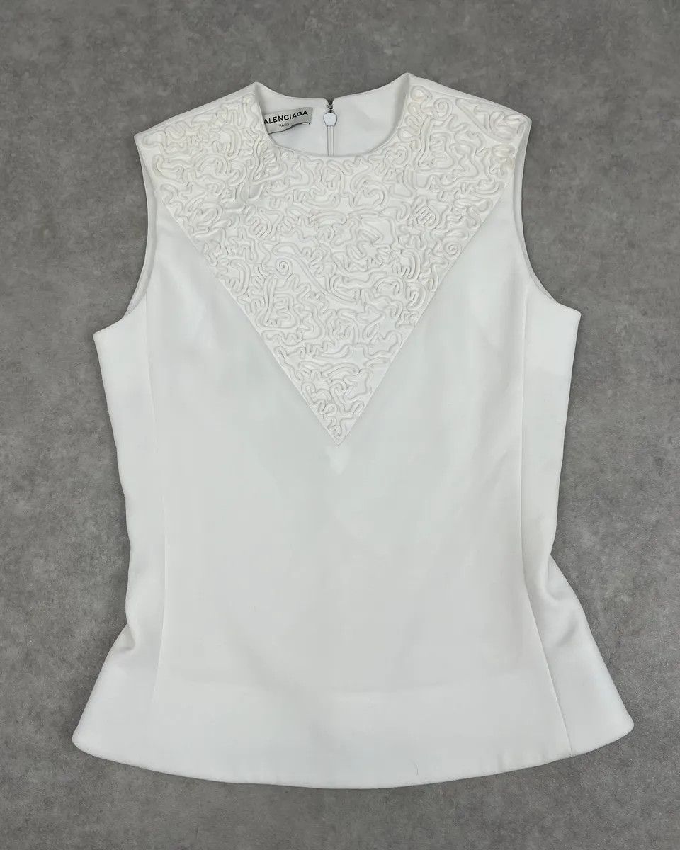 Balenciaga Balenciaga White Embossed Tank Top Size S / US 4 / IT 40 - 3 Thumbnail
