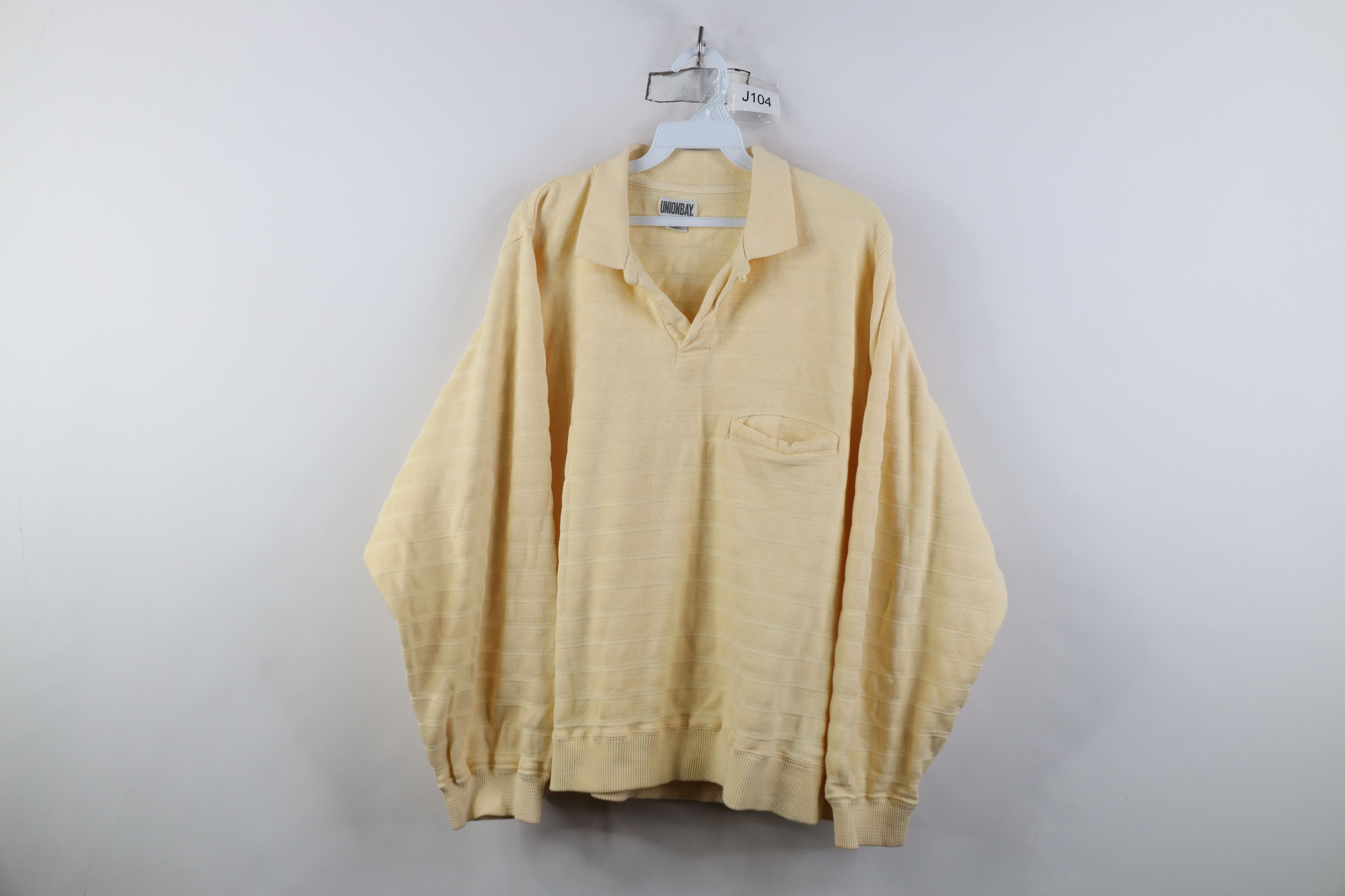 UNIONBAY Vintage 90s Unionbay Baggy Striped Thermal Long Sleeve Polo Size US S / EU 44-46 / 1 - 1 Thumbnail