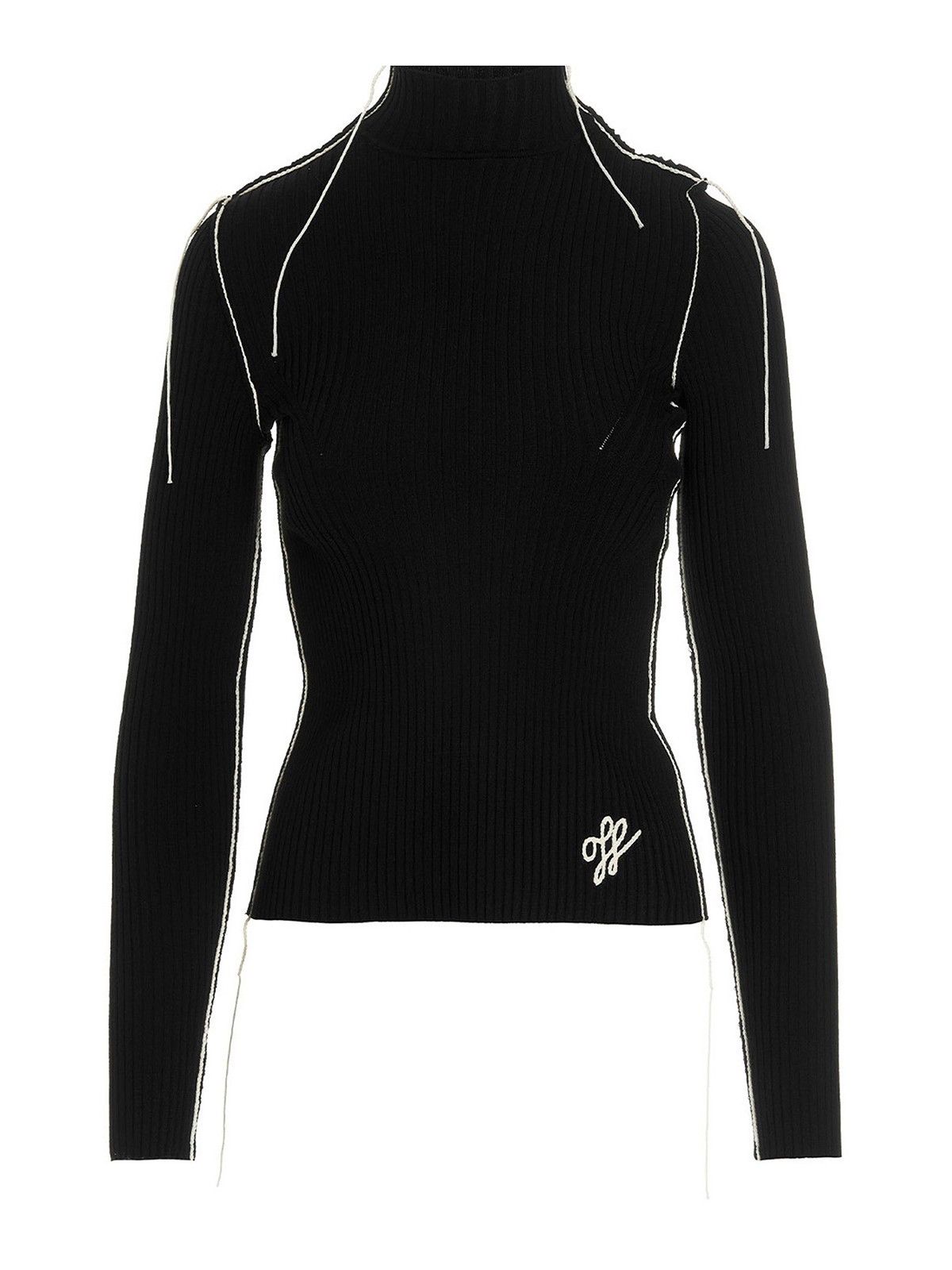Off-White o1gr1nt1124 Outline Turtleneck Sweater in Black Size S / US 4 / IT 40 - 1 Thumbnail
