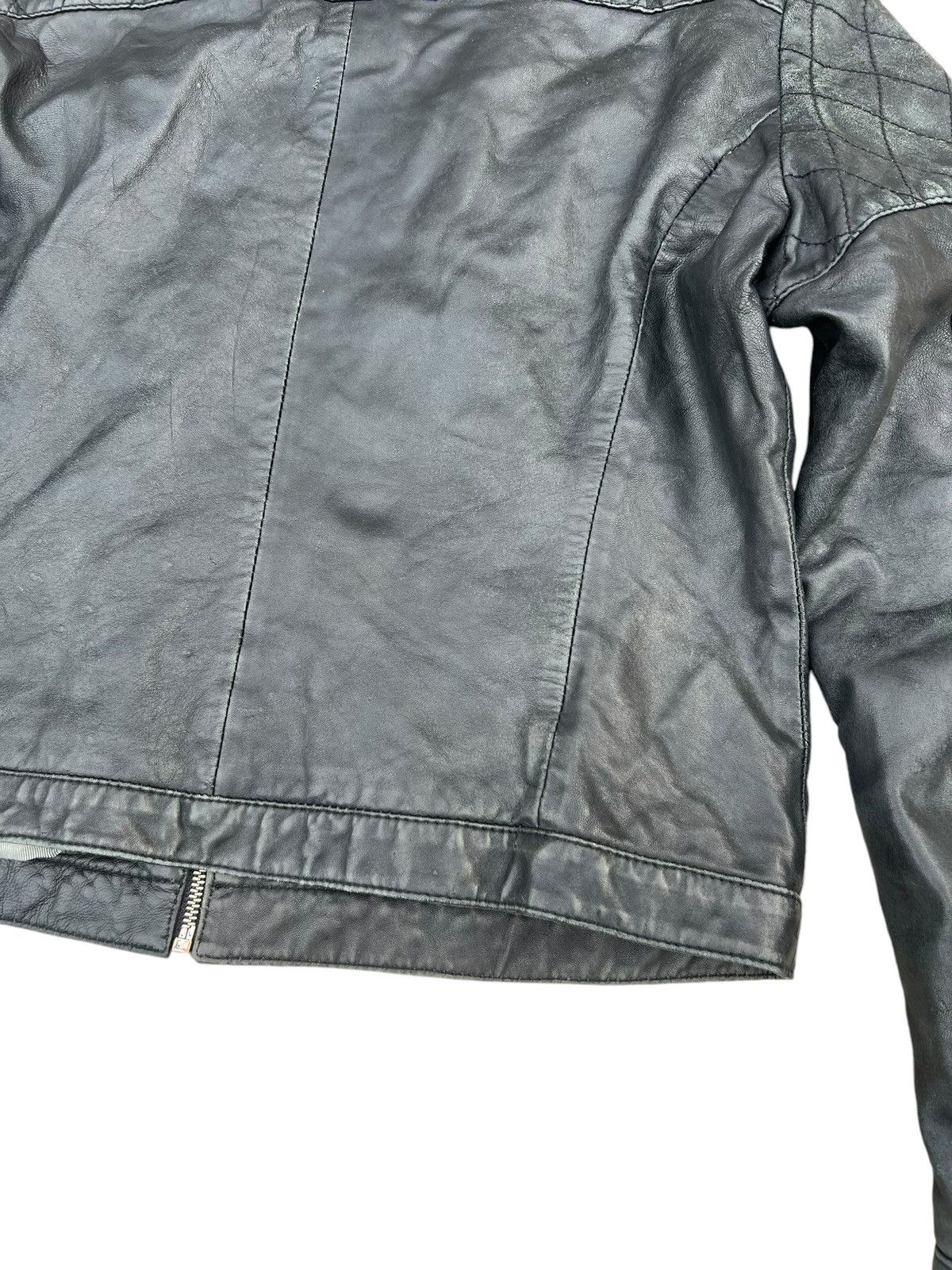 Massimo Dutti Vintage Massimo Dutti Distress Fade Leather Biker Jacket Size XL / US 12-14 / IT 48-50 - 20 Thumbnail