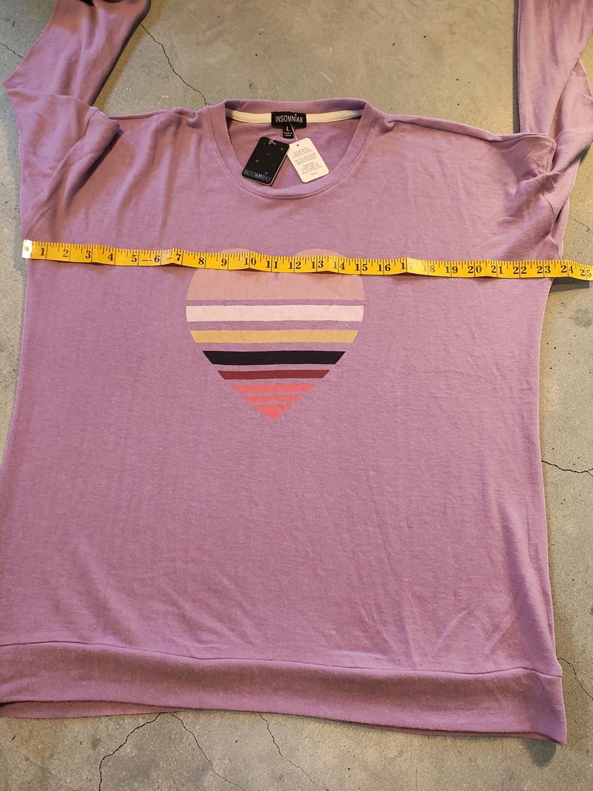 Insomnia Visuals Insonmiax Peachy Soft Brushed Long Sleeve Top w/Heart Design Size L / US 10 / IT 46 - 6 Thumbnail