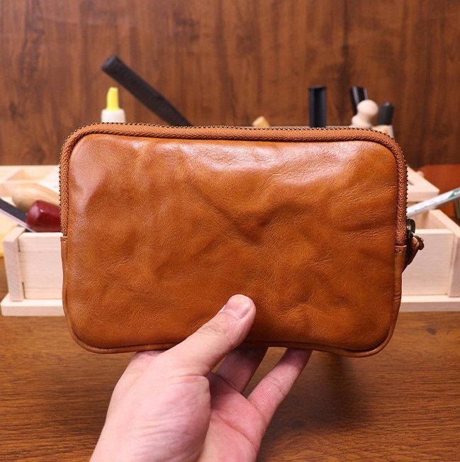 Japanese Brand × Leather × Vintage Vegetable Tanned Zipper Clutch Wallet Size ONE SIZE - 3 Thumbnail