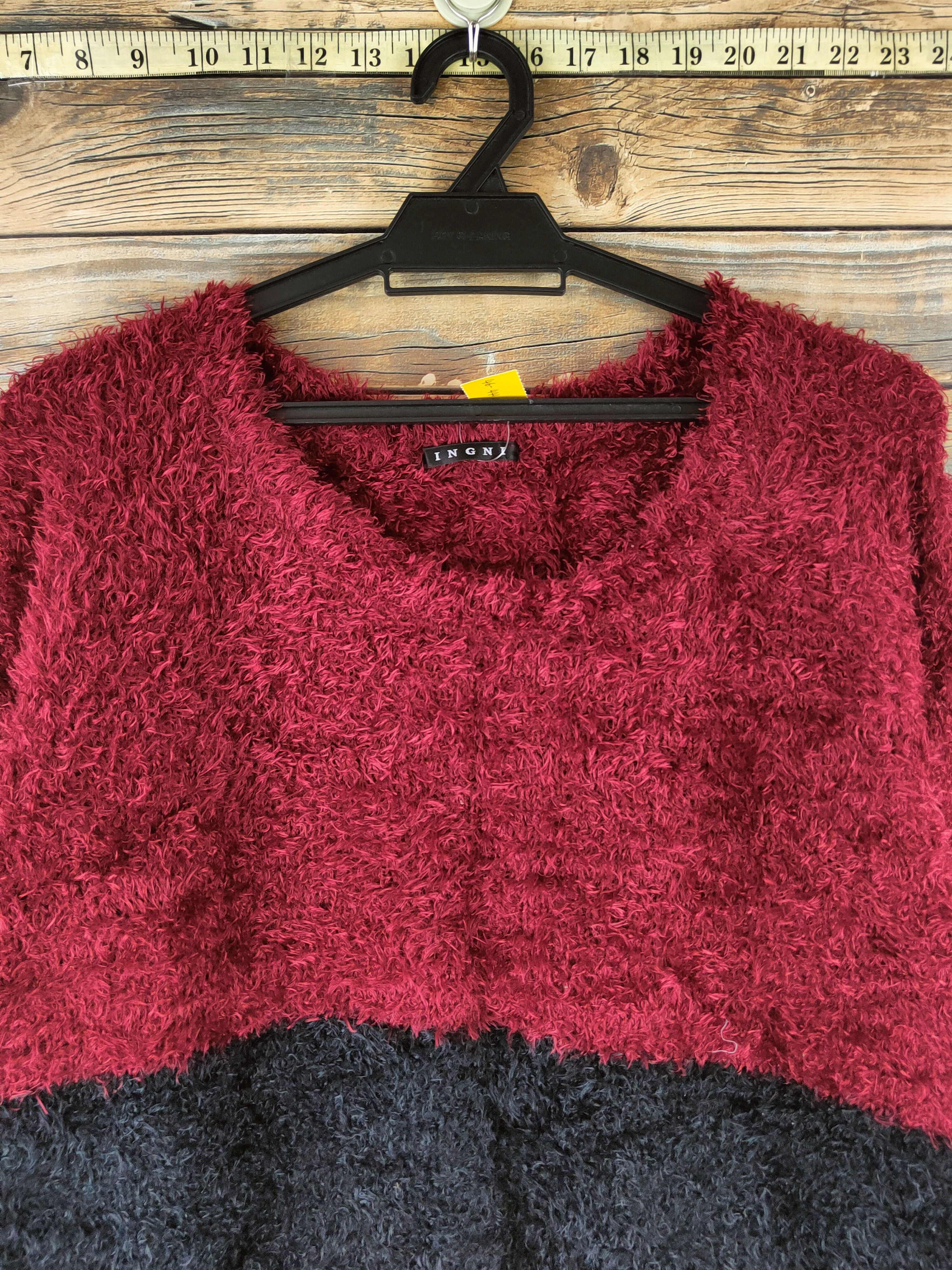 Japanese Brand DL Ingni Maroon Black Fur Mohair Knitwear Crop Tops #46-441 Size L / US 10 / IT 46 - 2 Thumbnail