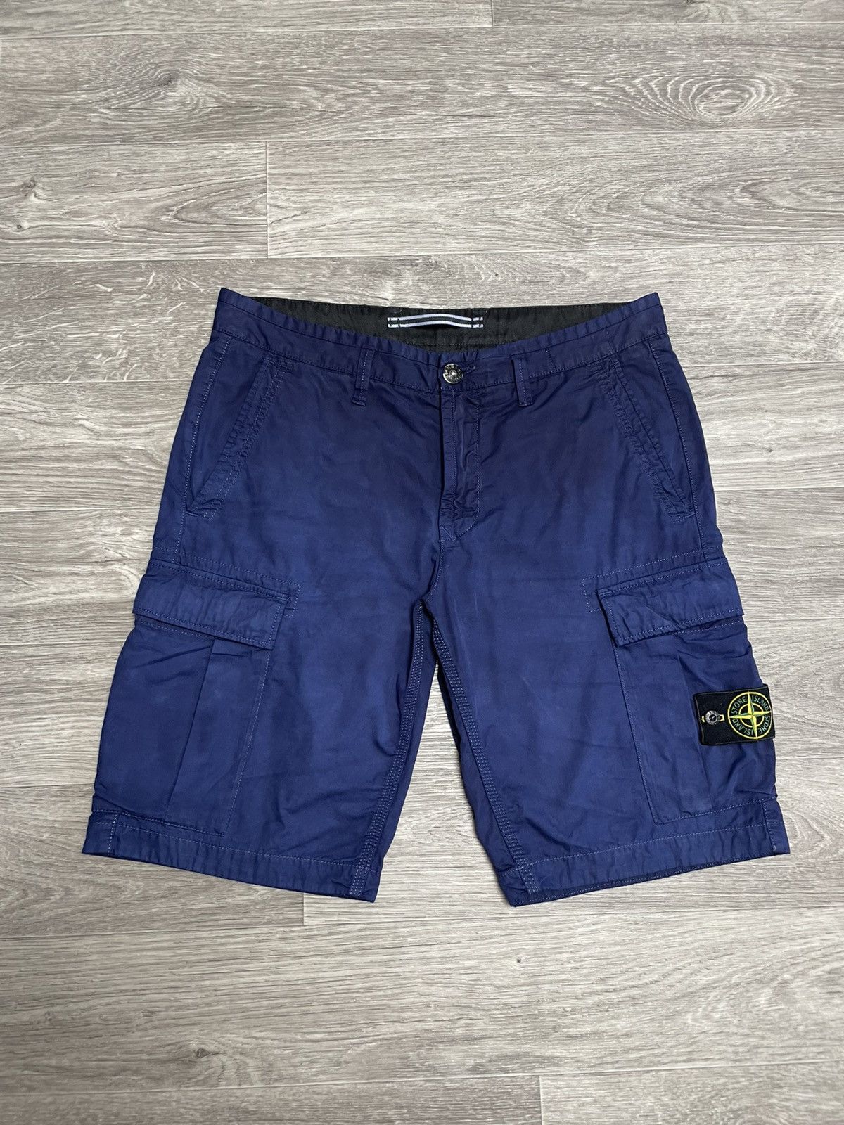 Stone Island Navy Blue Cargo Shorts