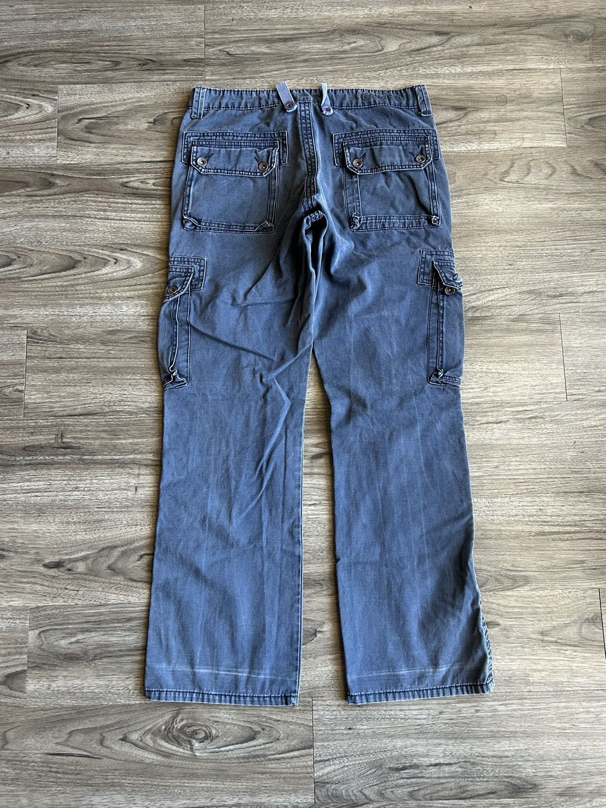 Other Vintage 90s/Y2K Faded Blue Cargo Flare Pants 34/32 Size US 34 / EU 50 - 4 Thumbnail