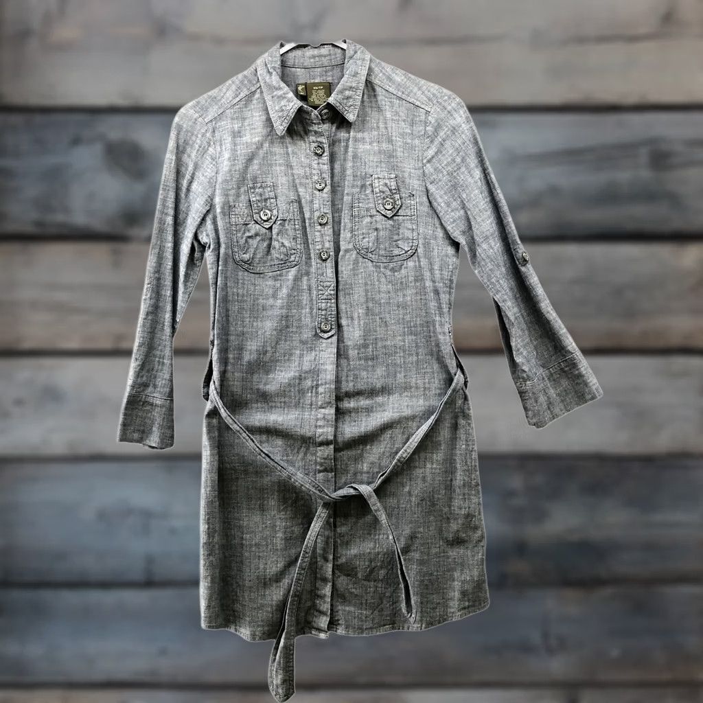 Anthropologie Fei Anthropologie Shirt Dress Womens XS Blue Roll Tab Sleeve Utilty Tie Waist Dress Shirt Size XS / US 0-2 / IT 36-38 - 1 Thumbnail