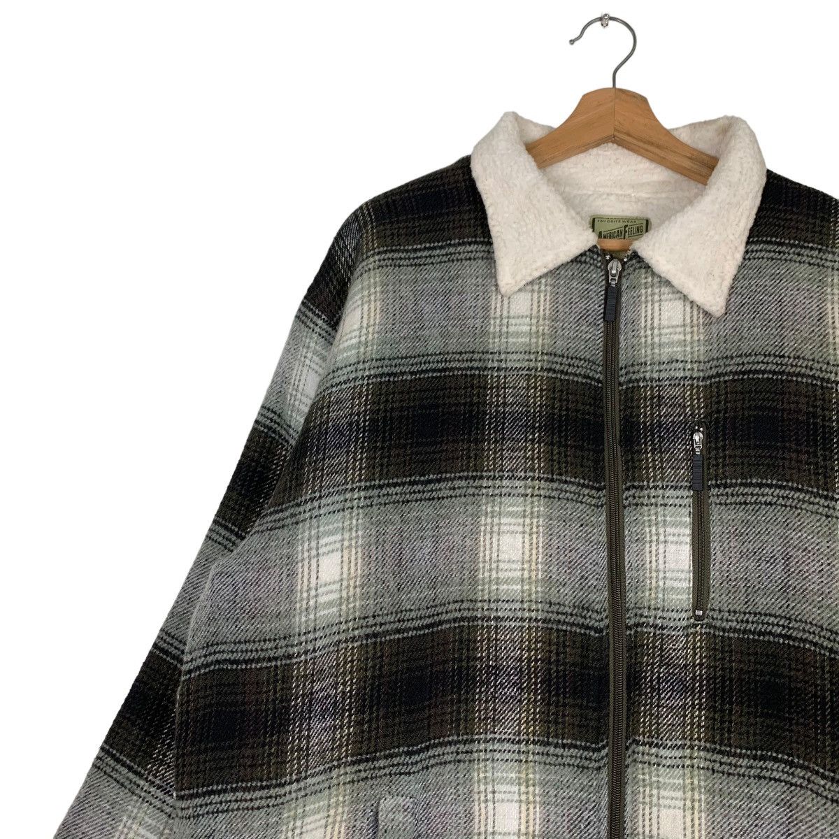 Japanese Brand AMERICAN FEELING Shadow Plaid Sherpa Jacket #0411-C19 Size US L / EU 52-54 / 3 - 6 Thumbnail