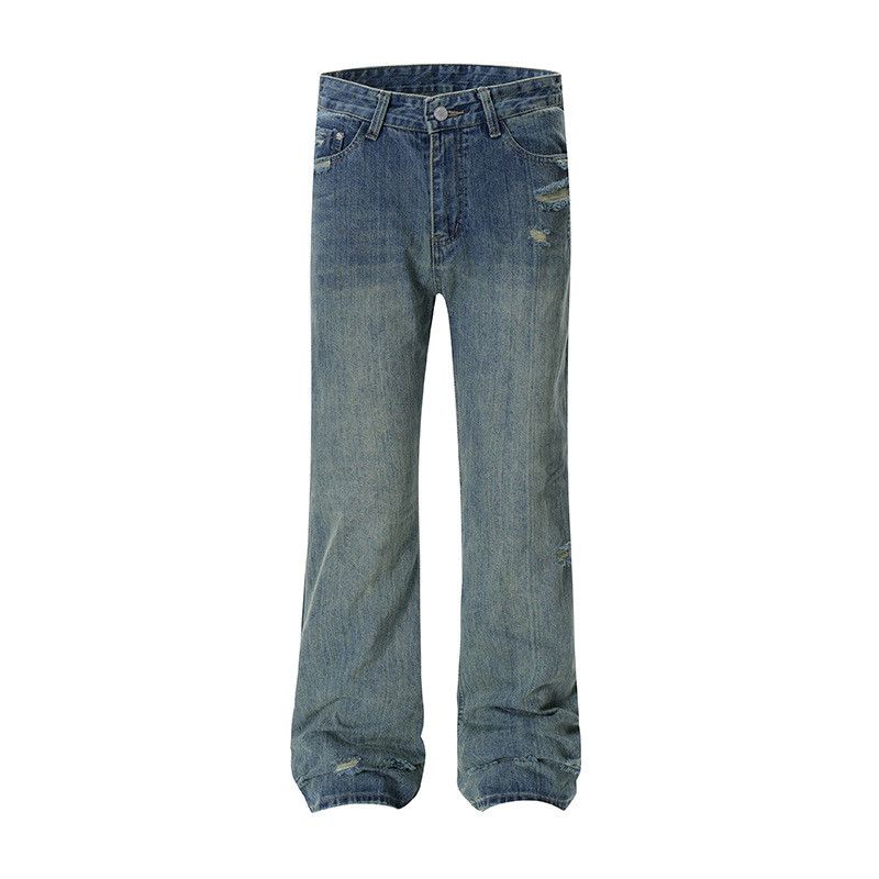 Vintage American retro washed gradient straight leg distressed jeans Size US 32 / EU 48 - 1 Thumbnail