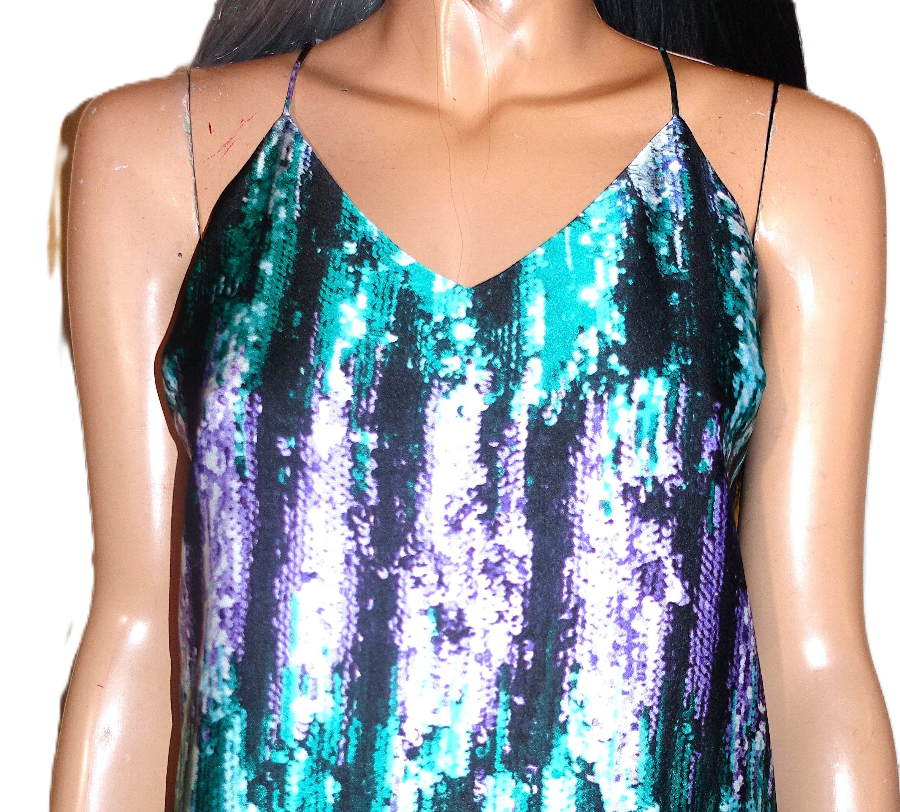 Bar III Bar III Teal Purple Faux Sequin Tank Top S Size S / US 4 / IT 40 - 3 Thumbnail