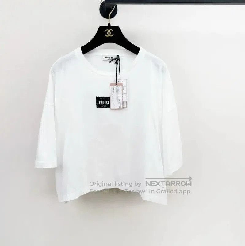 Miu Miu Miu Miu White Short Sleeve T-Shirt . Size S / US 4 / IT 40 - 1 Thumbnail