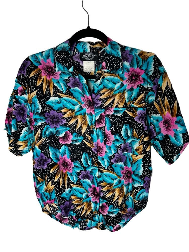 Vintage Vintage 1980's-1990's C.H. Sport Floral Aloha Luau Blouse Size S / US 4 / IT 40 - 1 Thumbnail