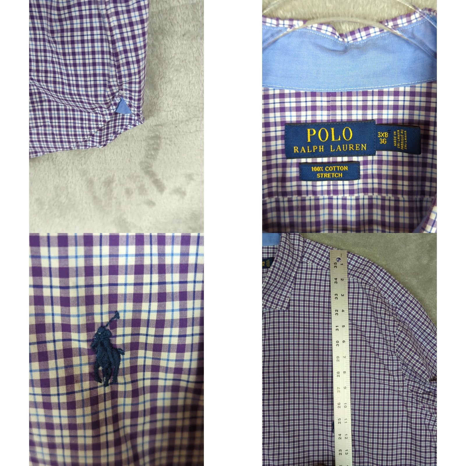 Polo Ralph Lauren Polo Ralph Lauren Purple Check Shirt mens 3XB Long Sleeve Button-Up Collared Lightweight Cotton Woven Big & Tall casual travel Size US XXL / EU 58 / 5 - 8 Thumbnail