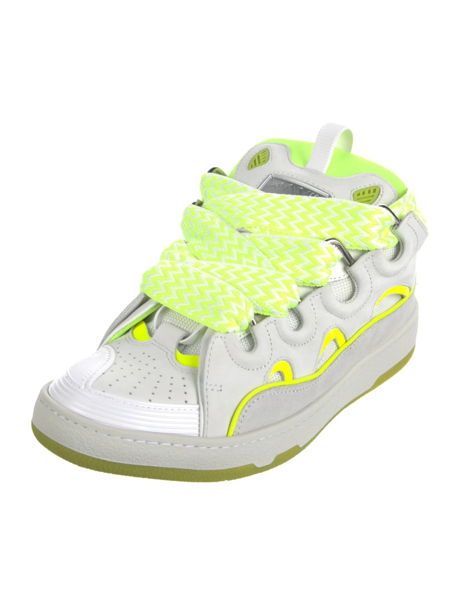 Lanvin Leather Printed Sneakers in White/Yellow Size US 8 / EU 41 - 2 Thumbnail