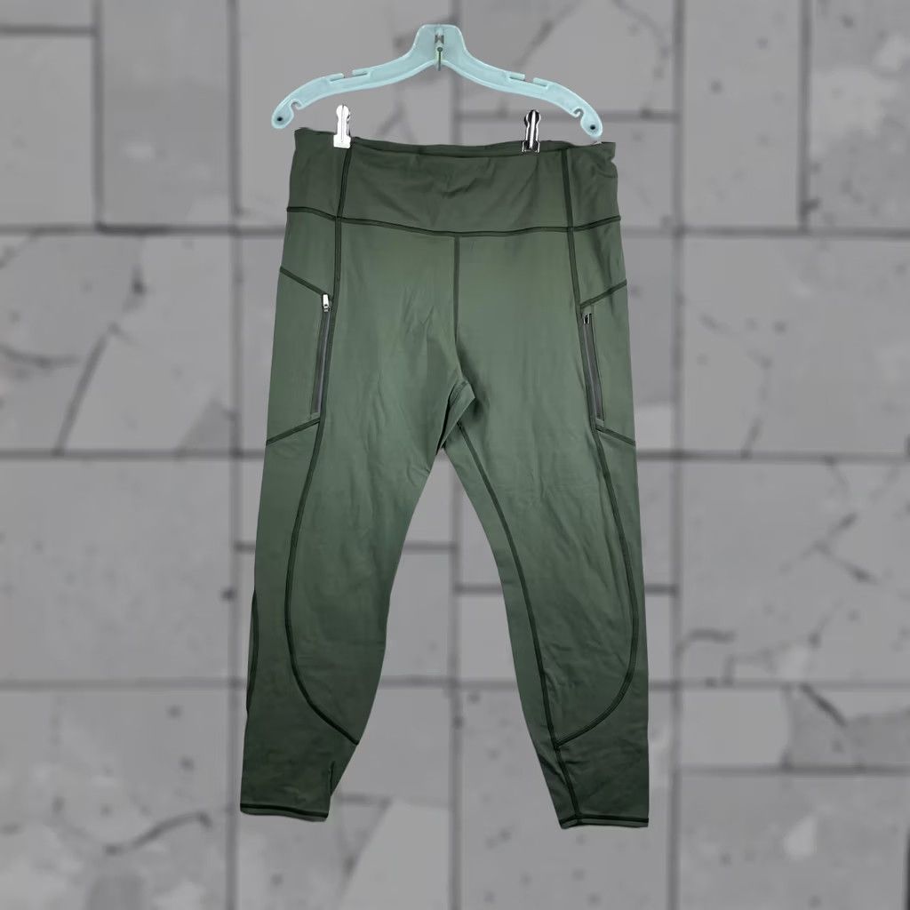 Athleta VINTAGE Athleta Rainier Tight Pants Womens XL Green Ankle Leggings Zip Pockets Athletic Size 40" / US 18 - 1 Thumbnail
