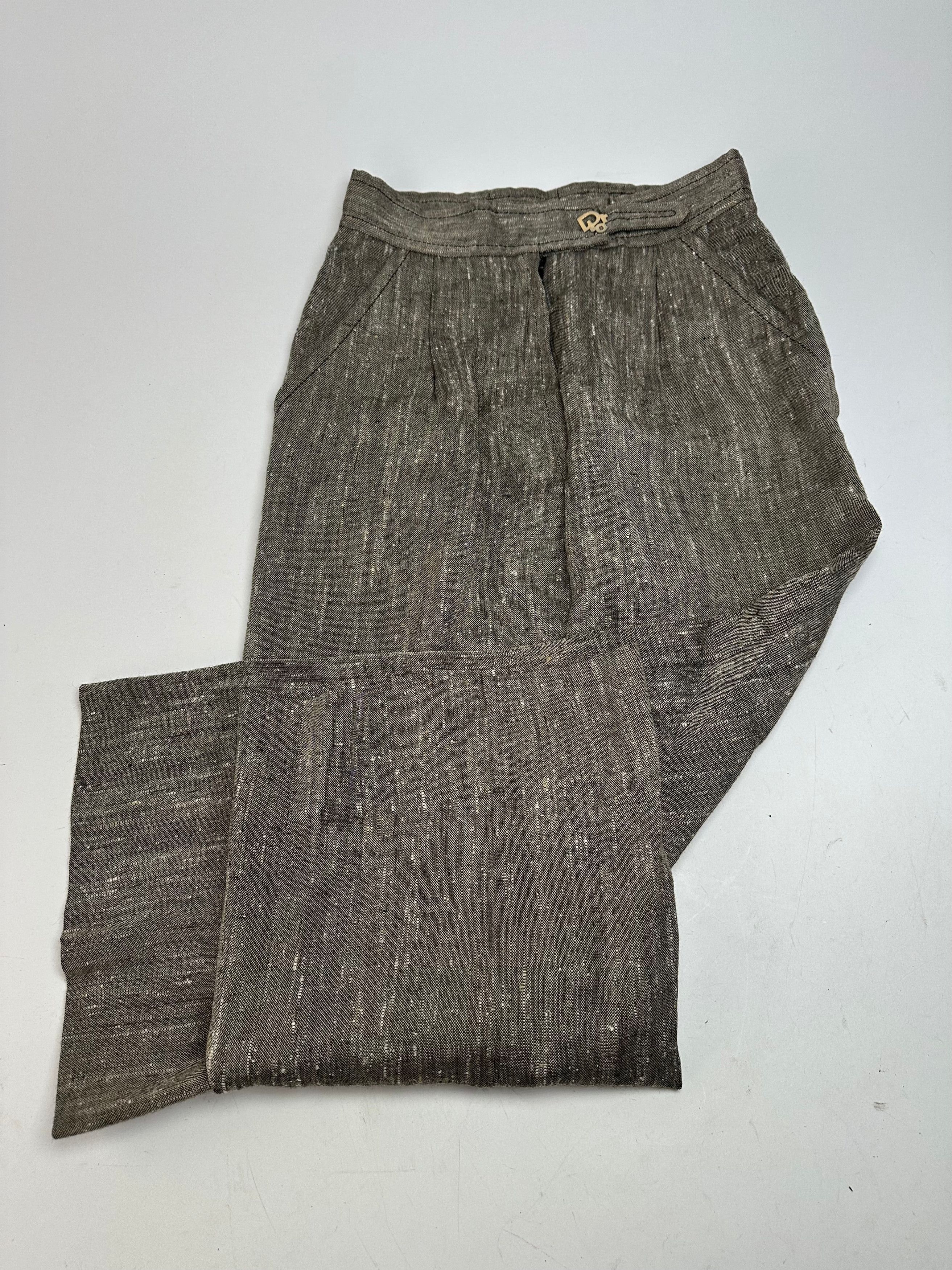 Dior Vintage Wool Pants M Grey Brown Size 27" / US 4 / IT 40 - 1 Thumbnail