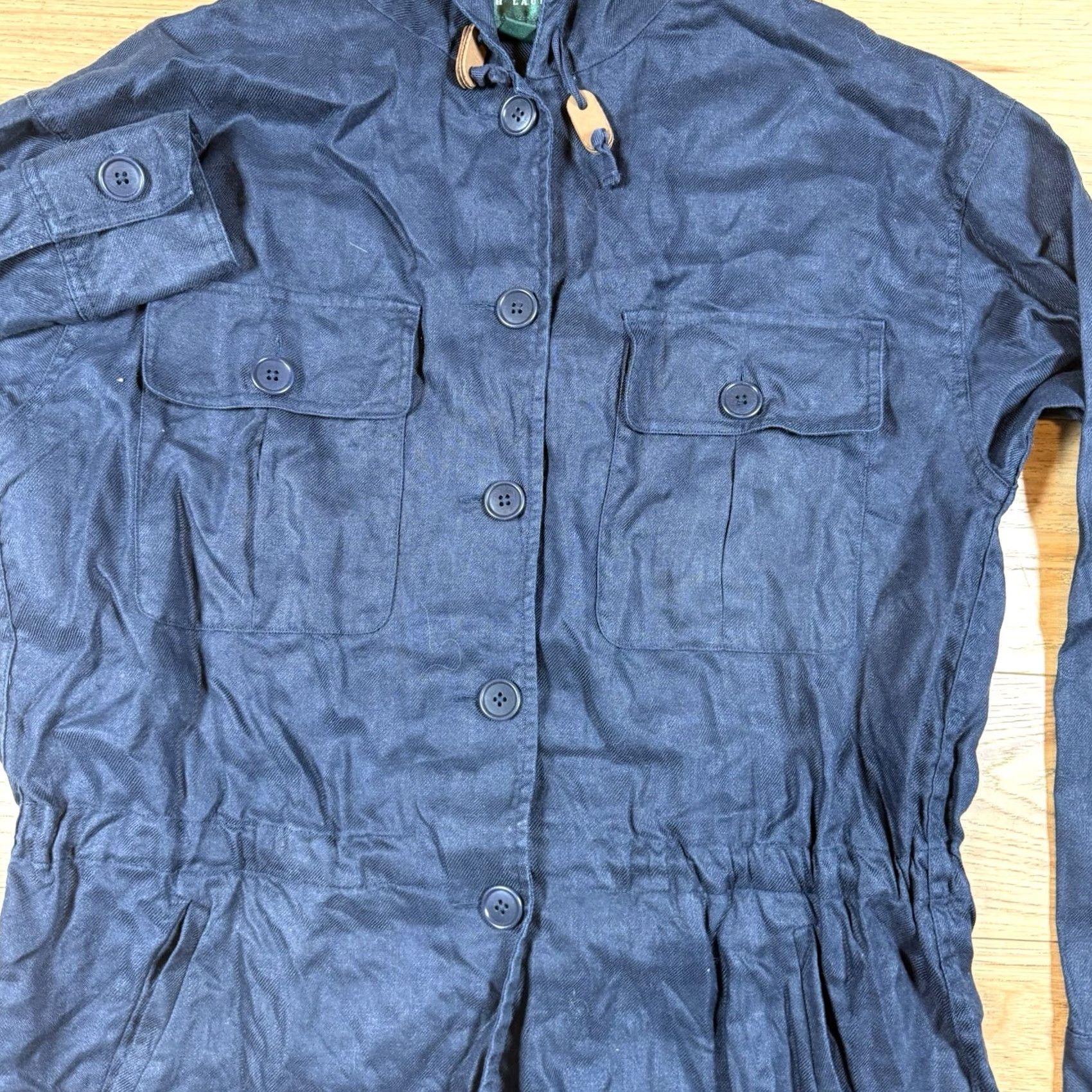 Ralph Lauren VINTAGE Ralph Lauren Linen Utility Jacket Hooded Navy Womens S Small Blue Linen Utility Jacket Hooded Womens S Small Blue Ralph Lauren Size S / US 4 / IT 40 - 3 Thumbnail