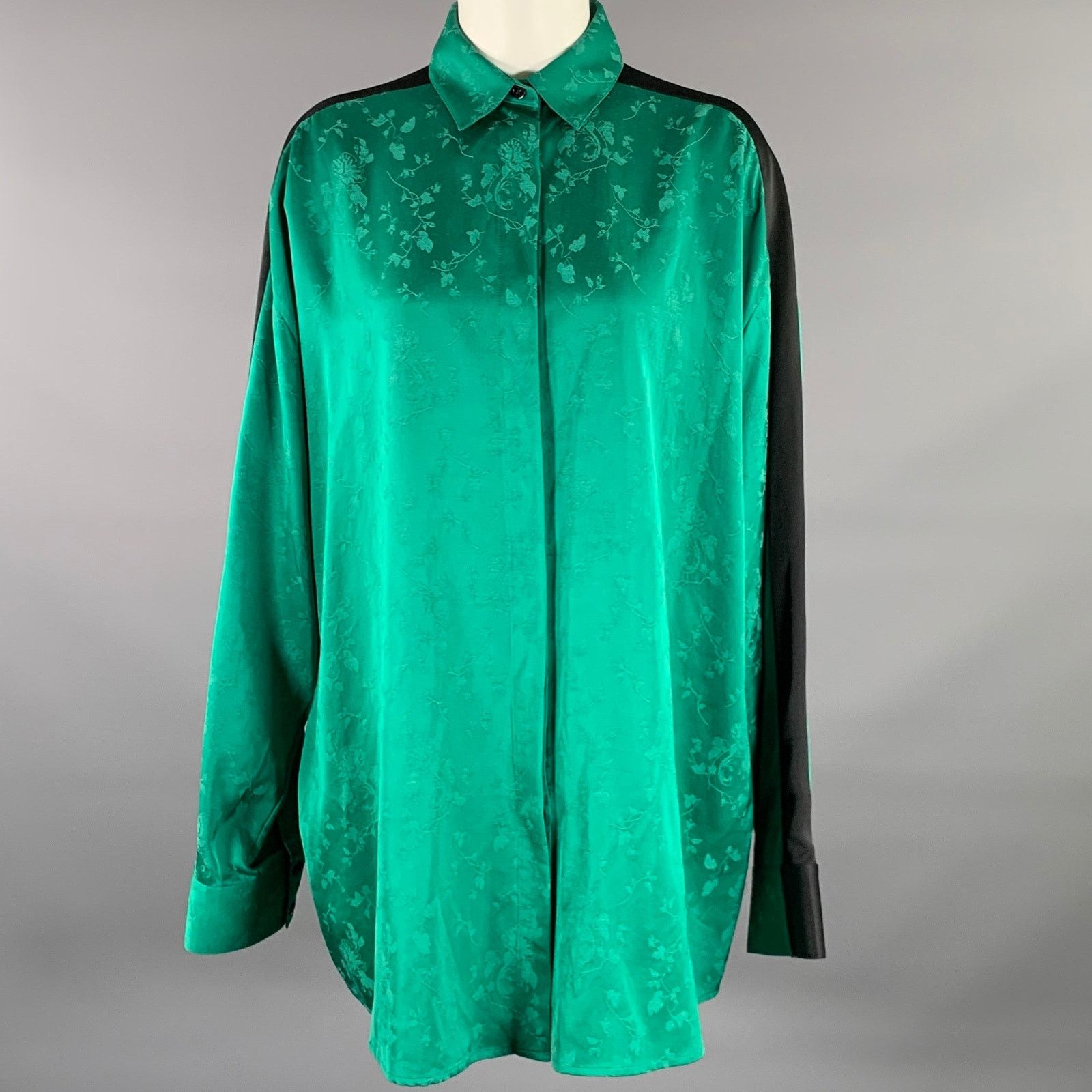 Haider Ackermann HAIDER ACKERMANN S Green Black Jacquard Button Down Shirt Size S / US 4 / IT 40 - 1 Thumbnail