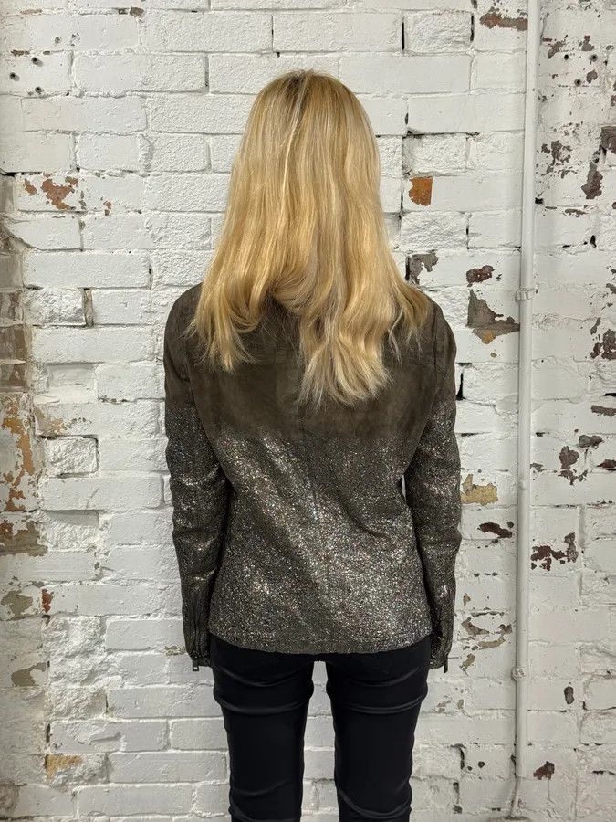 Giorgio Brato Giorgio Brato Silver Leather Crackle Biker Jacket Size XS / US 0-2 / IT 36-38 - 3 Thumbnail