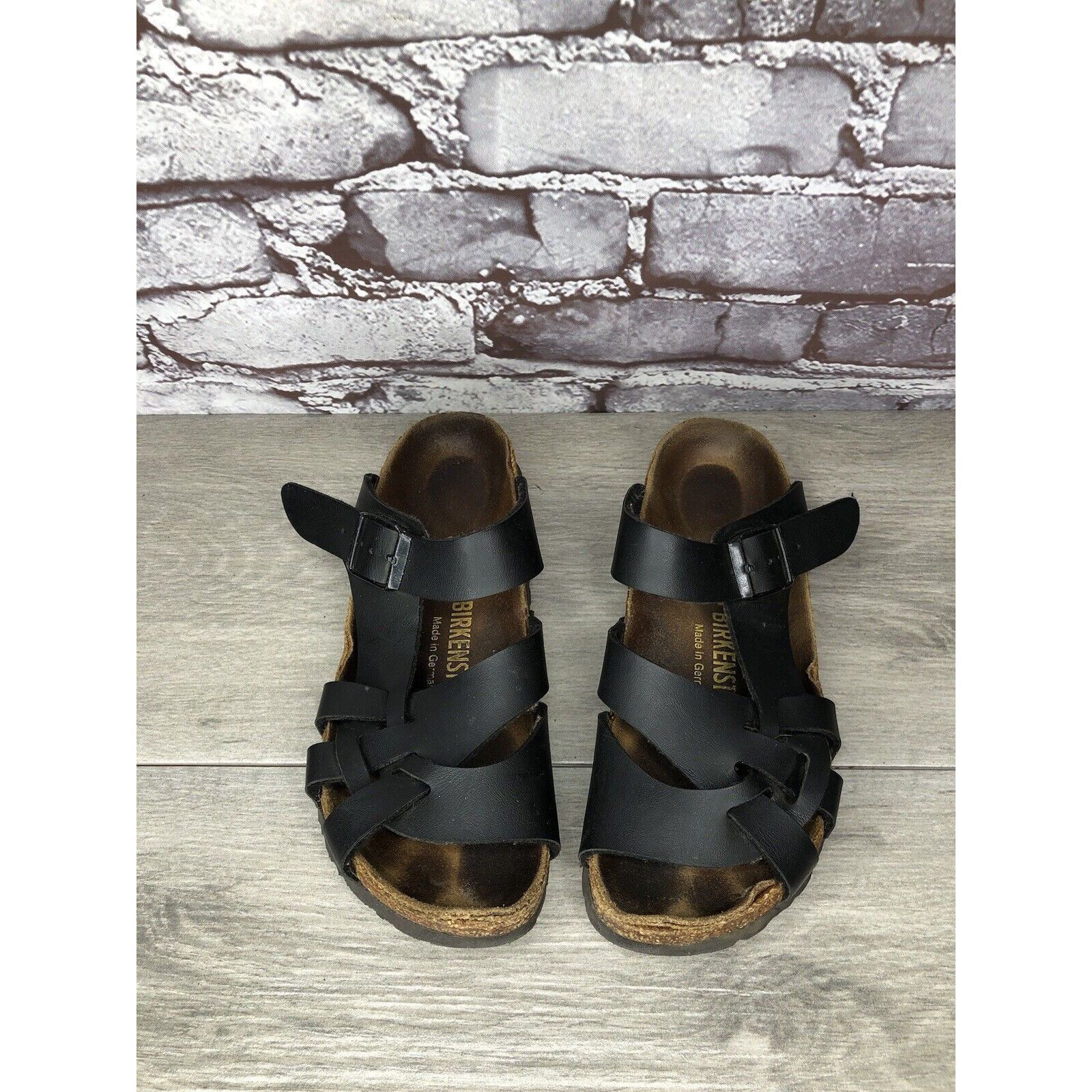 Birkenstock Birkenstock Pisa Black Leather Strappy Slides Cork Sandals W Size US 5.5 / IT 35.5 - 1 Thumbnail