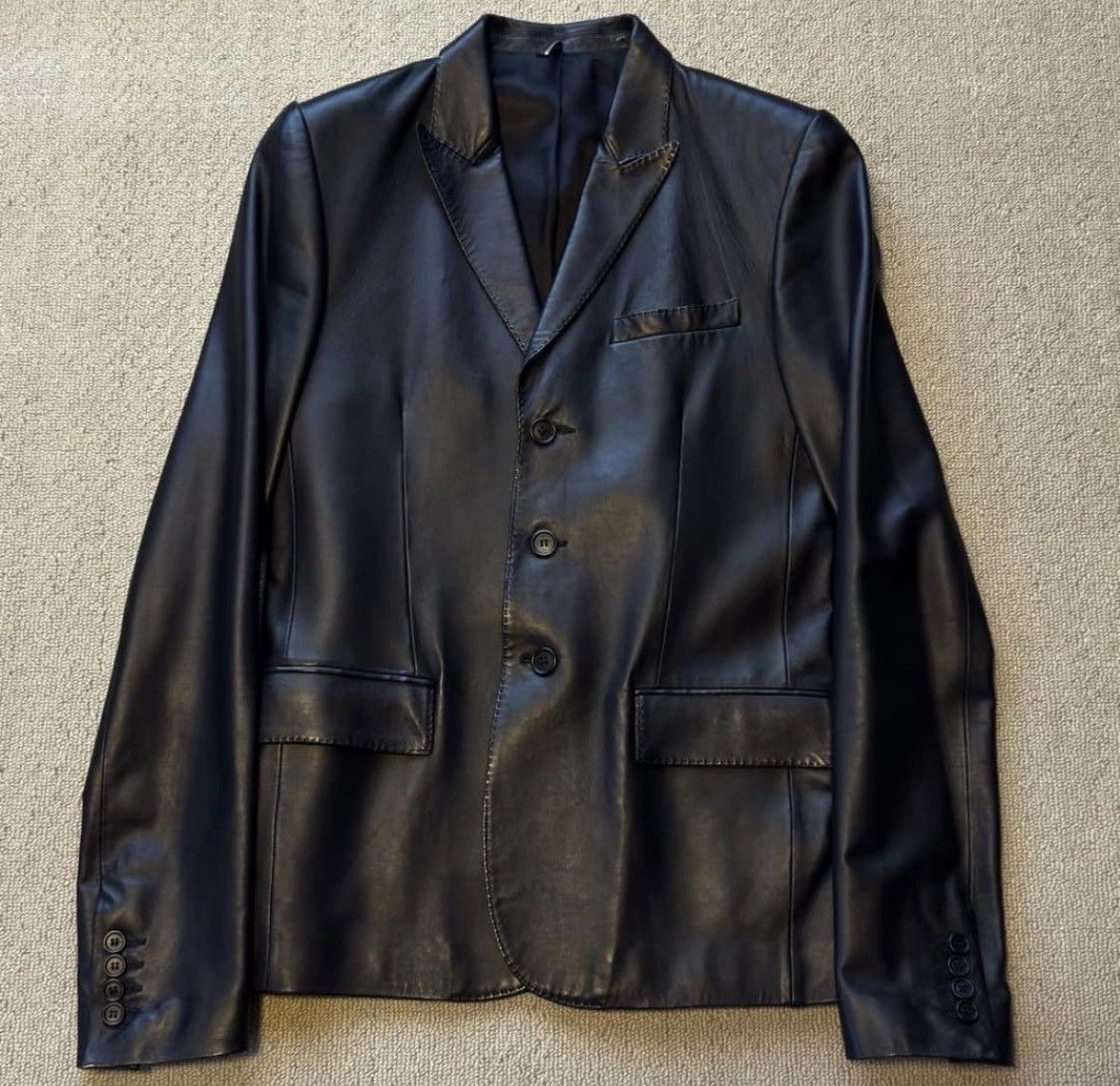 Dior × Hedi Slimane Dior Homme 07ss Runway Leather Jacket EU 48