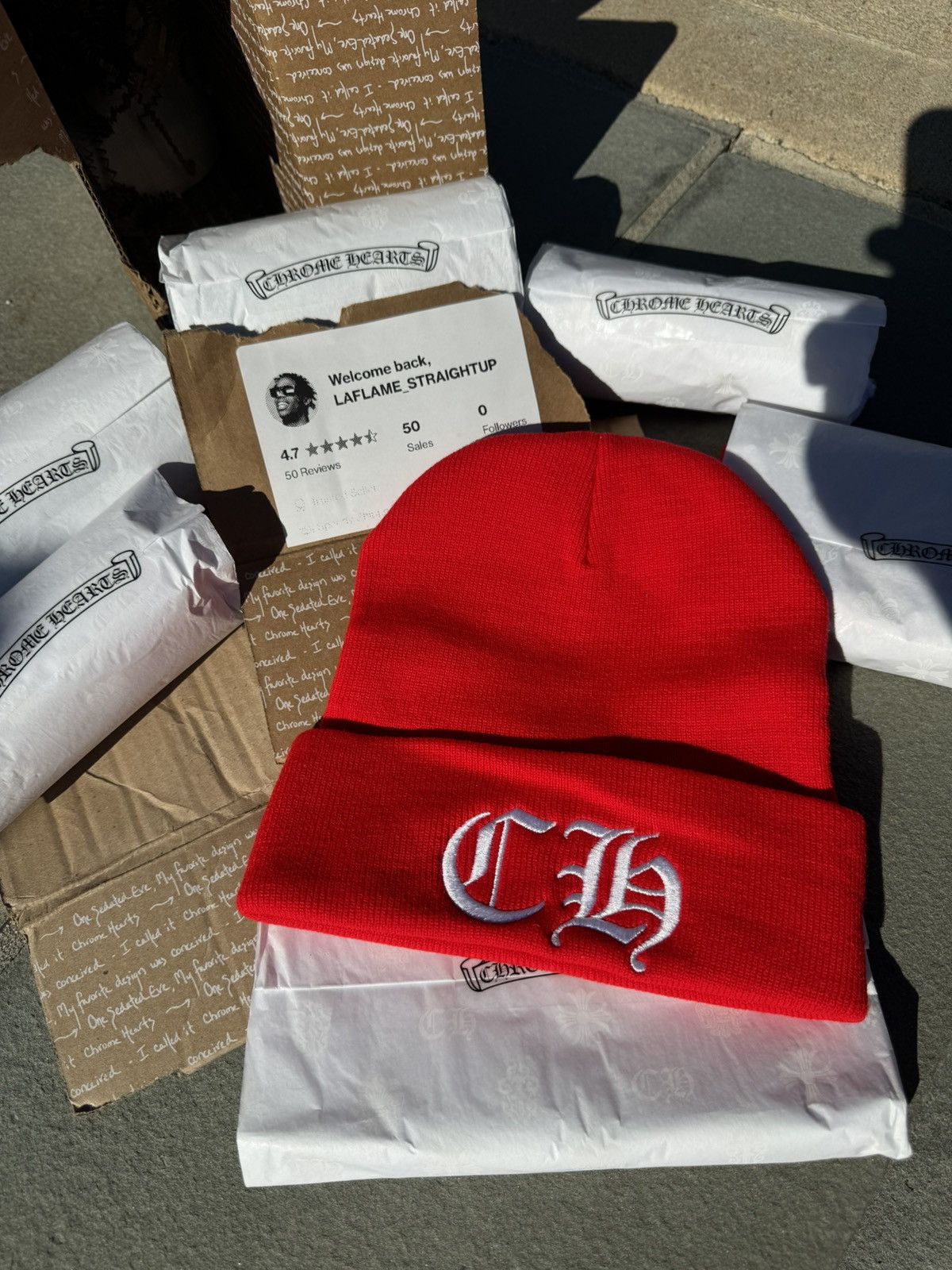 Chrome Hearts Chrome Hearts Red CH Beanie 🔴 Red BN 🔴 Size ONE SIZE - 9 Thumbnail