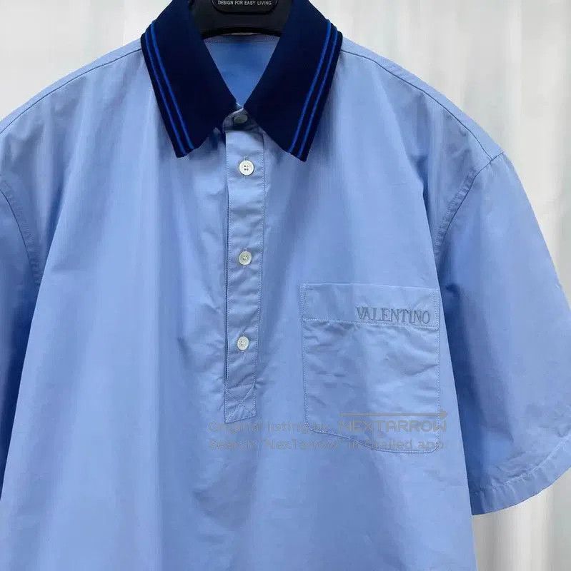 Valentino Valentino Blue Cotton Embroidered Logo Short Sleeve Polo . Size US M / EU 48-50 / 2 - 3 Thumbnail