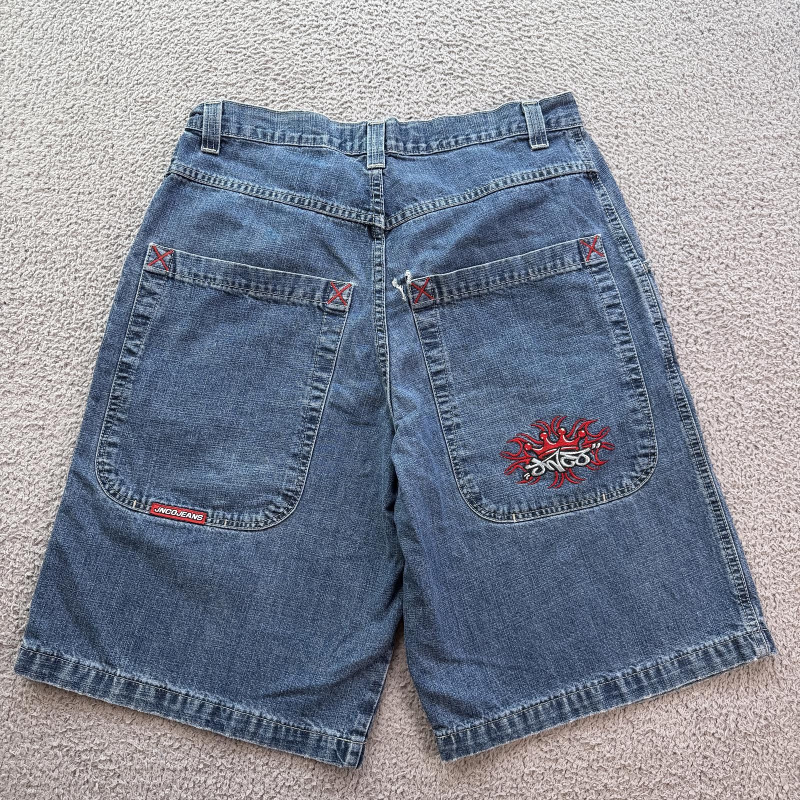 JNCO Vintage JNCO Jeans Denim Shorts Mens 34 Blue Y2K Flame Logo Size US 34 / EU 50 - 1 Thumbnail