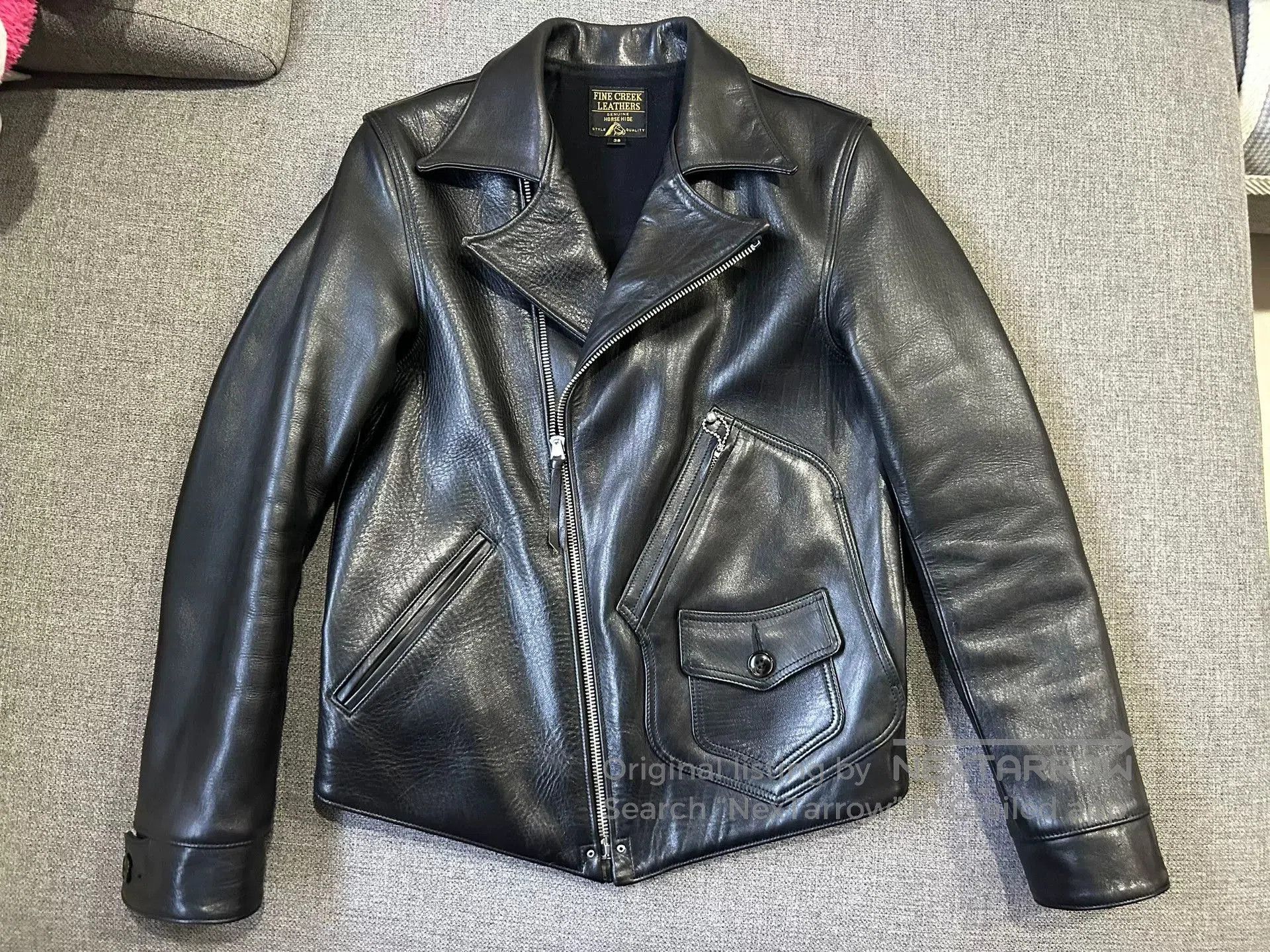 Fine Creek fine creek leather thick motorcycle jacket. Size US M / EU 48-50 / 2 - 1 Thumbnail