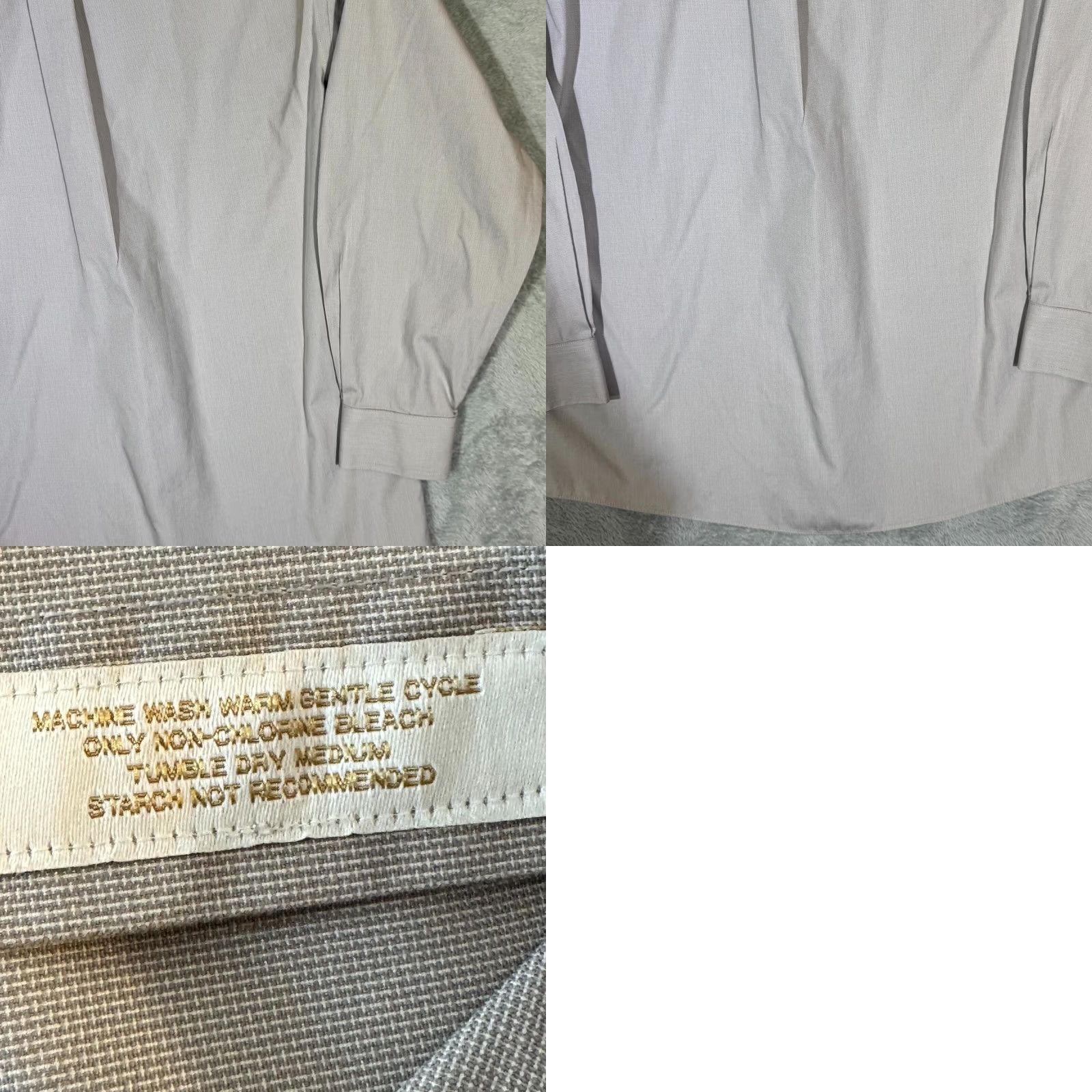 Vintage Gold Label Dress Shirt Mens 16 / 33 Gray 100% Cotton Button Front Long Sleeve Business Office Formal Shirt Size 42R - 9 Thumbnail