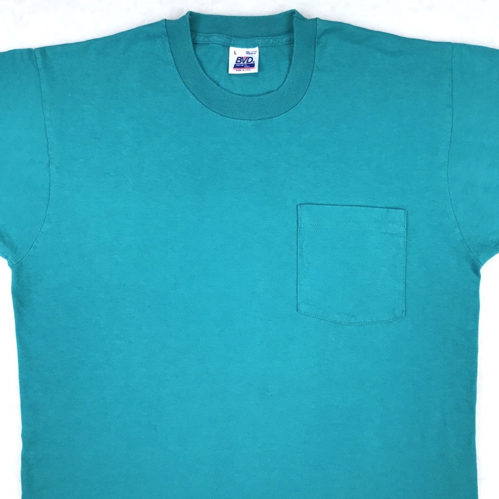 Vintage VINTAGE Bvd T-Shirt BLUE Short Sleeve Crew Neck Pocket Men L 1980s 90s Regular Cotton Size US L / EU 52-54 / 3 - 3 Thumbnail