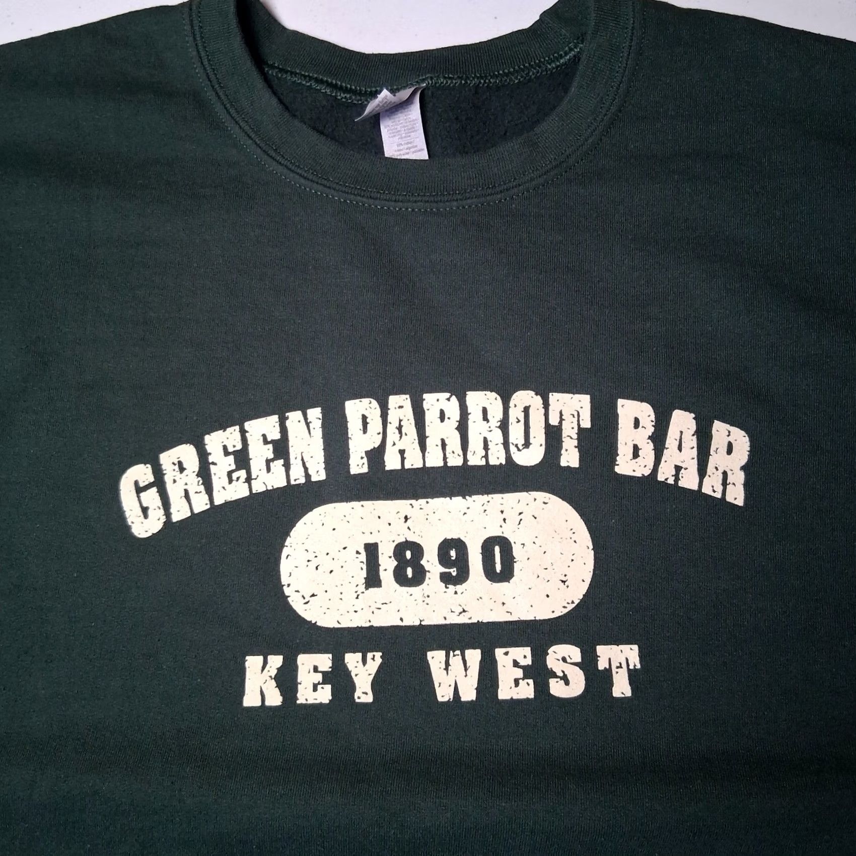 Gildan Nike Green Parrot Bar Key West Sweatshirt 2XL Green Crewneck Florida Beach Mens Size US XXL / EU 58 / 5 - 2 Thumbnail
