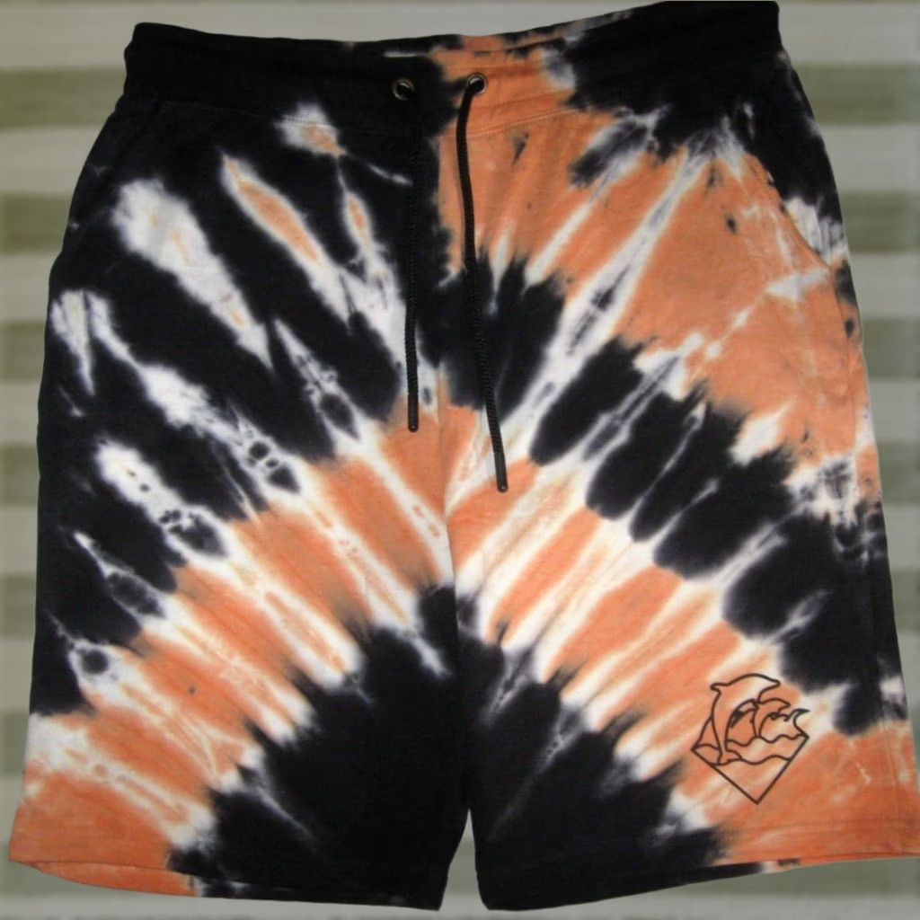 Pinko Pink Dolphin Tye Dye Shorts Men XL Orange Sweat Shorts Drawstring Pockets Size US 36 / EU 52 - 1 Thumbnail