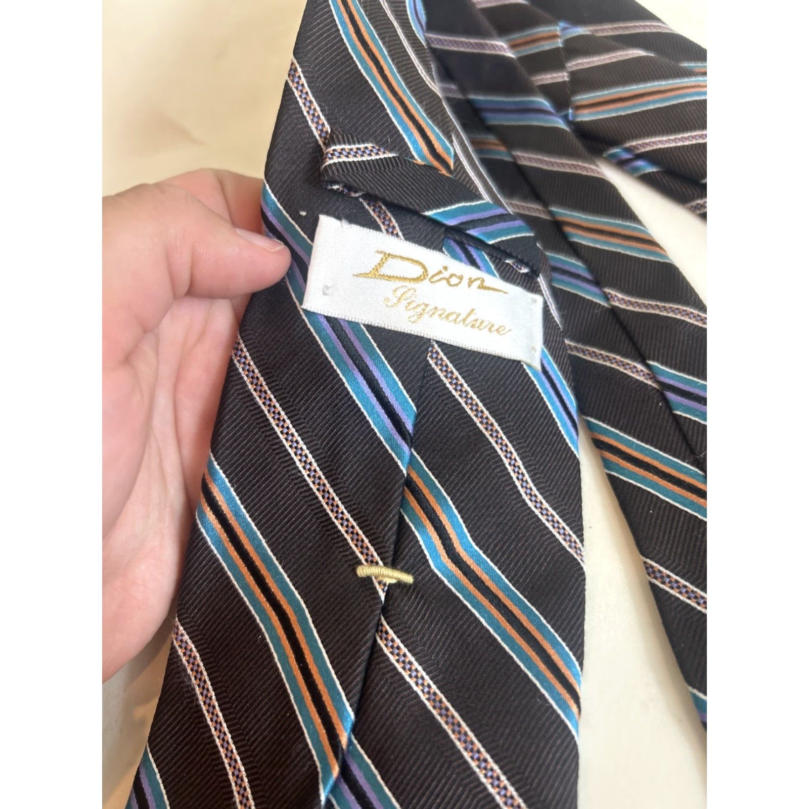 Vintage VINTAGE Dion Signature Striped Brown Necktie Polyester Tie Men 70s Size ONE SIZE - 6 Thumbnail