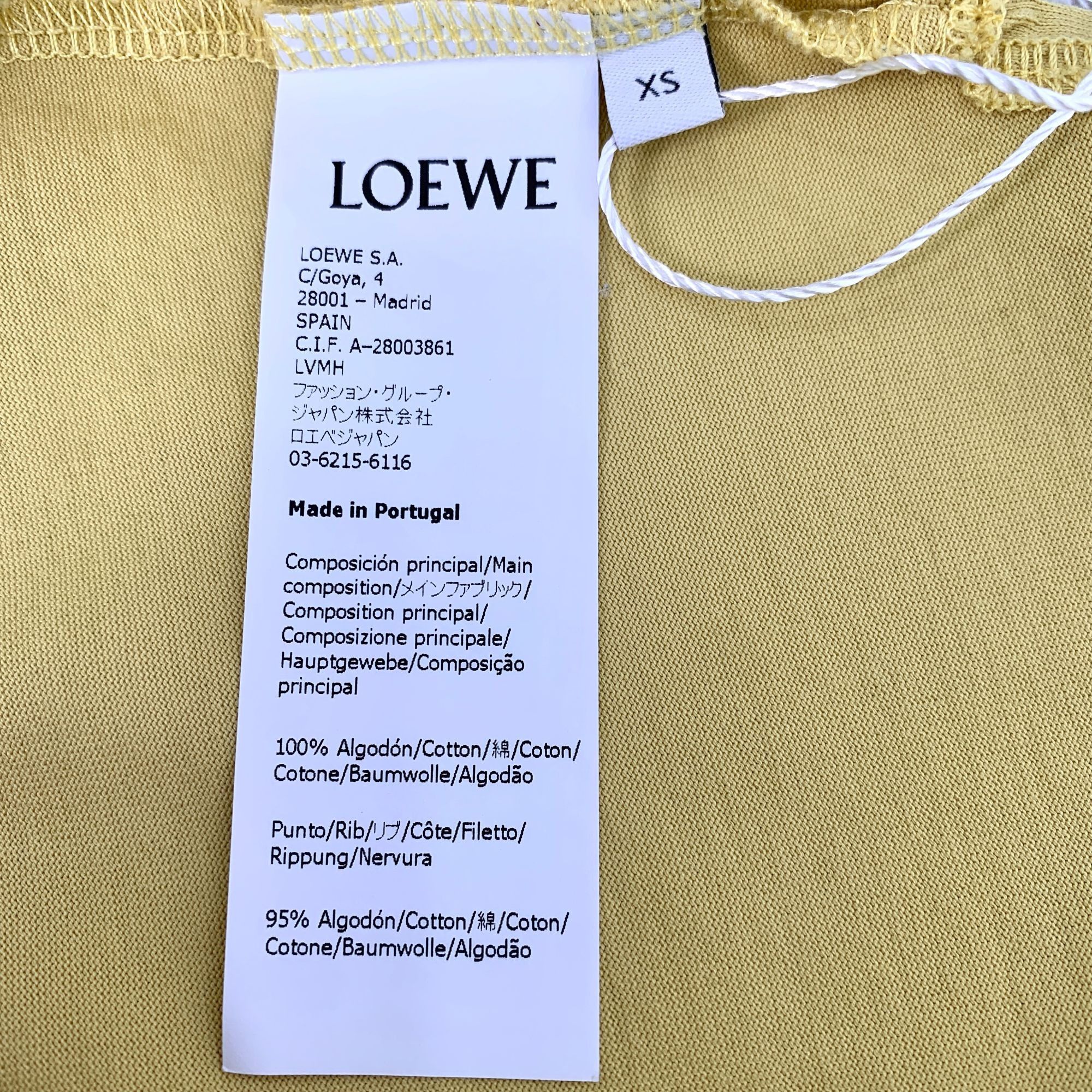 Loewe Loewe Yellow Logo Embroidery Cotton Crewneck T-Shirt (Size X Size XS / US 0-2 / IT 36-38 - 3 Thumbnail