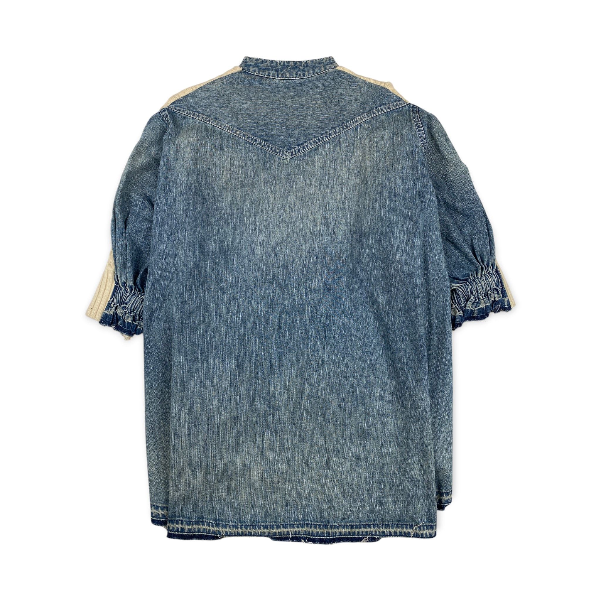 Sacai Denim Paneled Knitted Hybrid Sweater Size L / US 10 / IT 46 - 2 Thumbnail