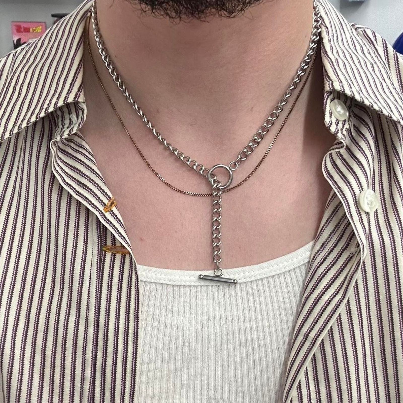 Vintage PASS THROUGH SILVER ROPE NECKLACE // MENS2 Size ONE SIZE - 4 Thumbnail