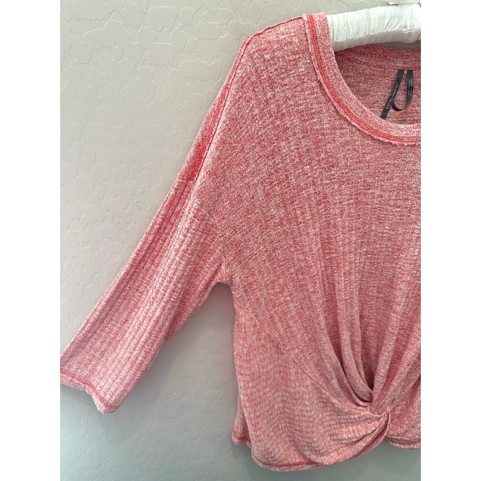 Anthropologie ANTHROPOLOGIE | Orange Ribbed Twist Front 3/4 Sleeve Top Size M / US 6-8 / IT 42-44 - 3 Thumbnail
