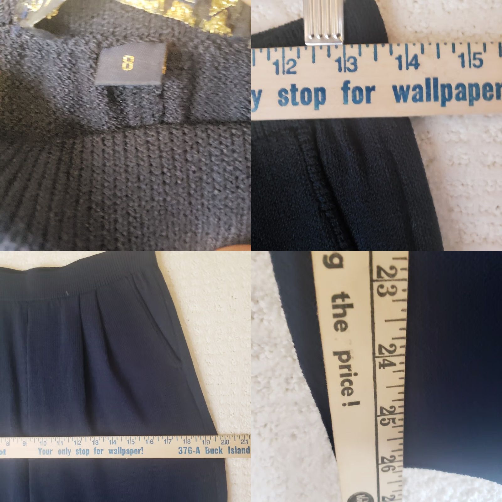 Asics VINTAGE? No. St John Basics Womens Dress Pants Navy Knit Wool Wide-Leg Pleated Front Pockets Pull On Size 8 SS? Size M / US 6-8 / IT 42-44 - 10 Thumbnail