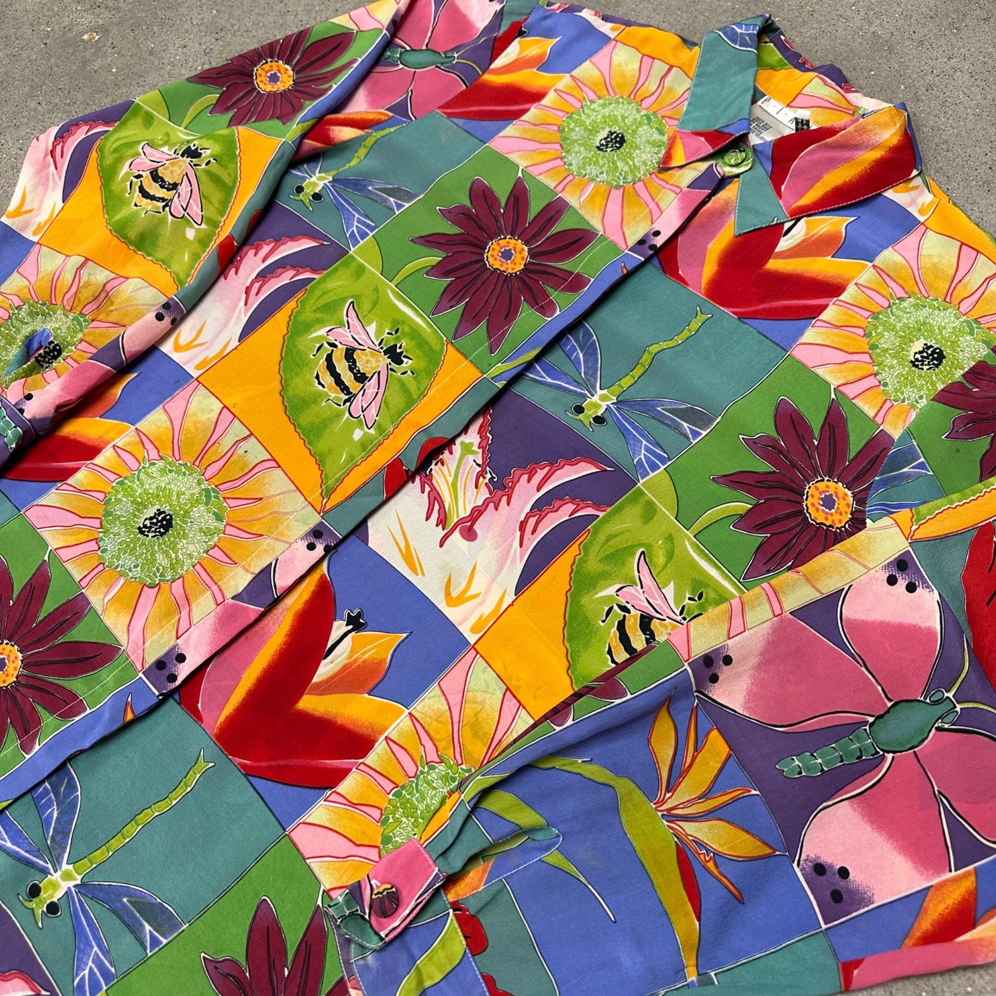 Vintage Vintage Unique Silk Flower Patchwork Button Up Shirt Size US L / EU 52-54 / 3 - 3 Thumbnail