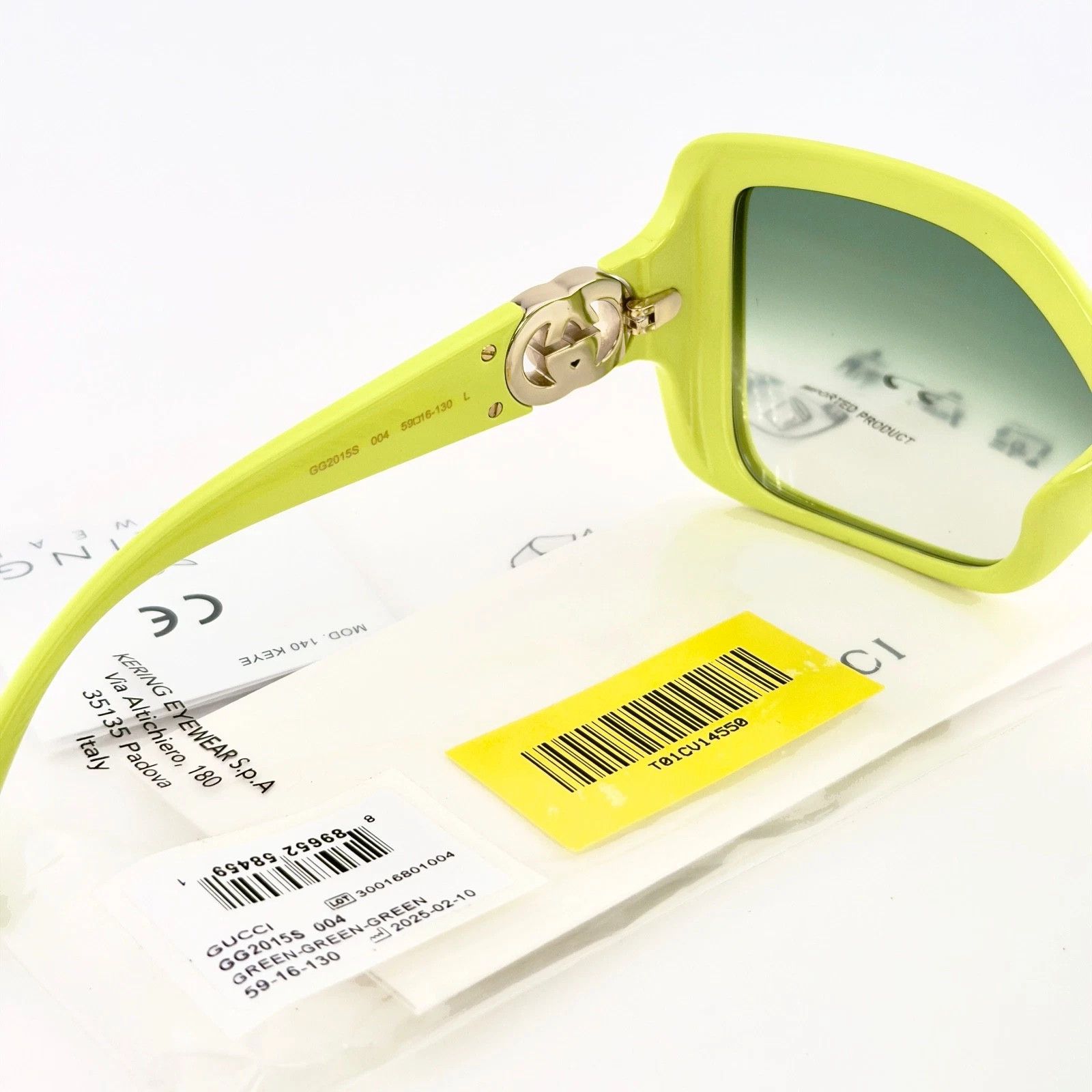 Gucci GUCCI GG2015S Lime Green 2015 Logo Oversized Sunglasses 004 Size ONE SIZE - 6 Thumbnail
