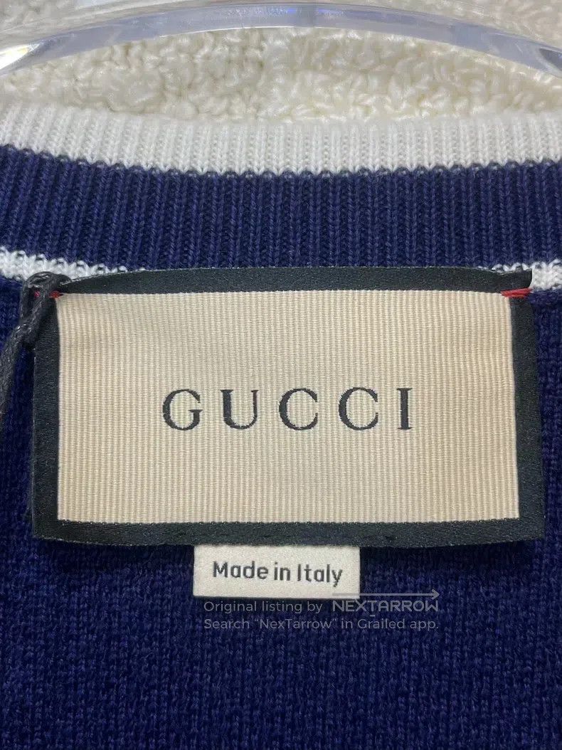 Gucci Gucci Blue striped Logo printed V-neck pullover casual kni Size US S / EU 44-46 / 1 - 3 Thumbnail