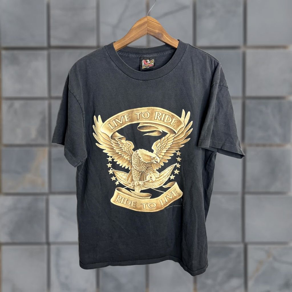 Vintage VINTAGE 3D Emblem Shirt Mens Large Black Live to Ride Easyriders Eagle USA 80s Size US L / EU 52-54 / 3 - 1 Thumbnail