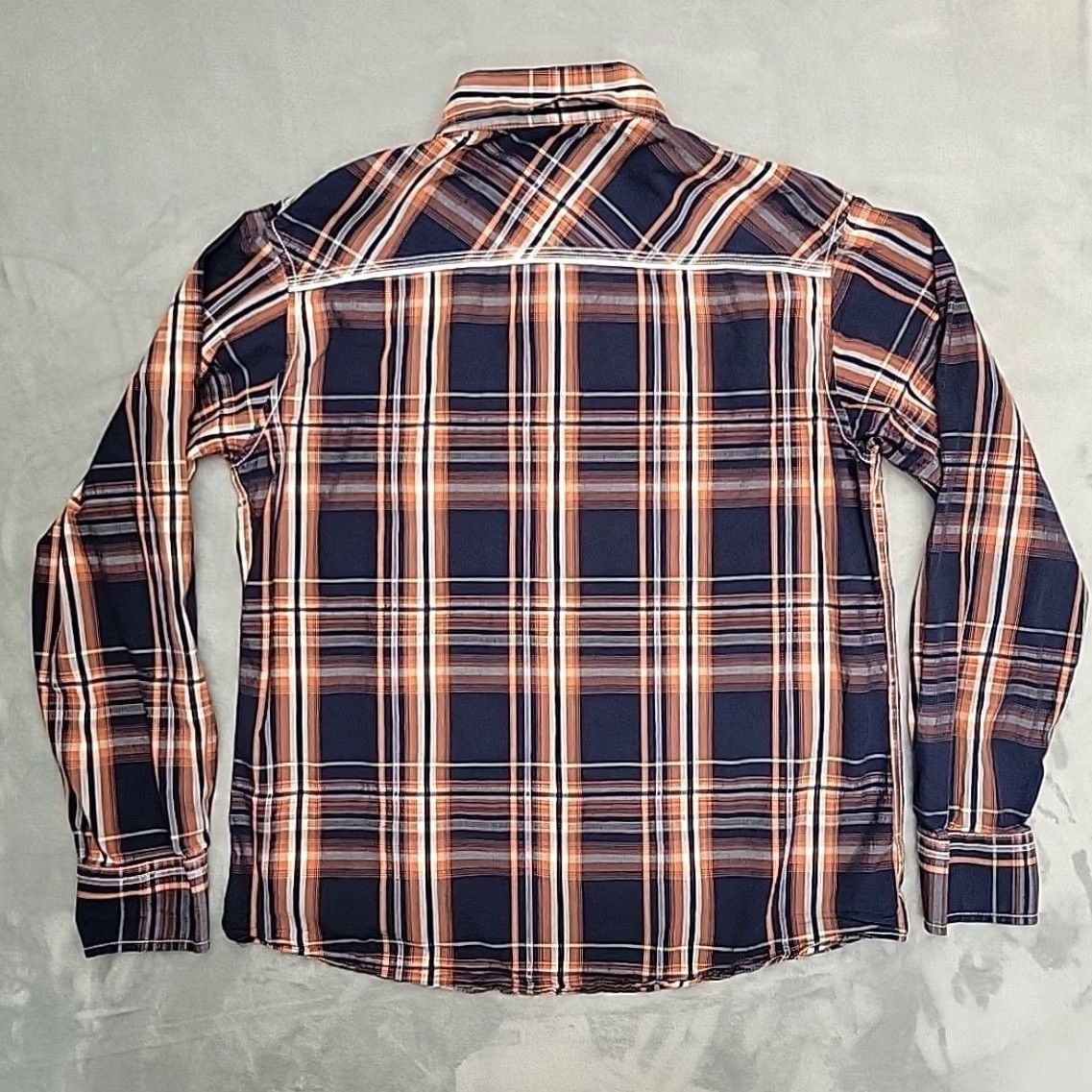 Vintage Ely 1878 Western Shirt Men XL Navy Orange Plaid Pearl Snap Cowboy Rodeo Size US XL / EU 56 / 4 - 6 Thumbnail