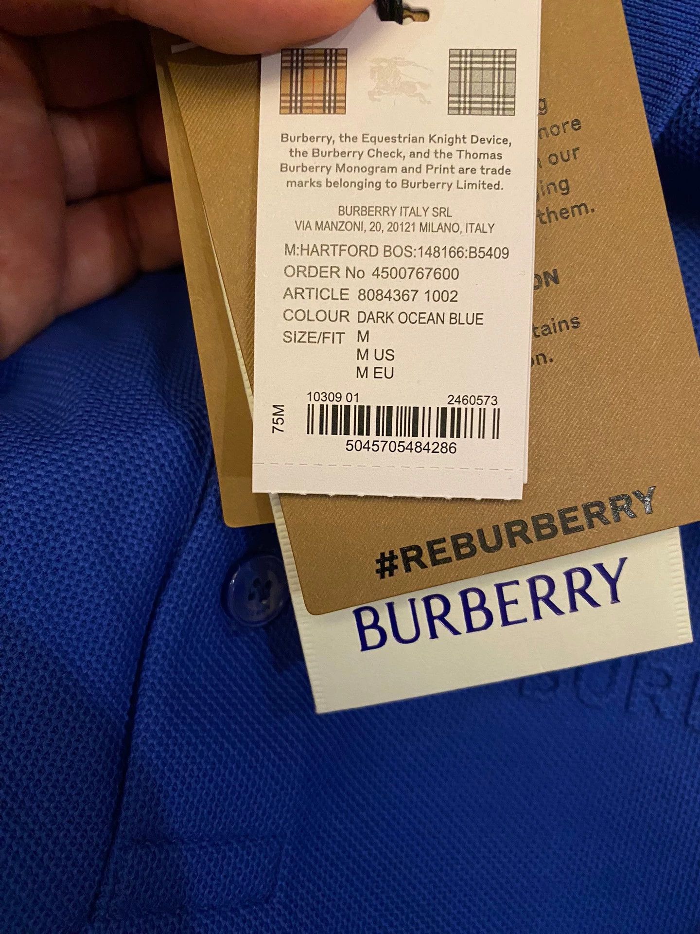 Burberry Burberry Raised Logo SS Polo Tee 8084367 NWT M/L Size US L / EU 52-54 / 3 - 8 Thumbnail