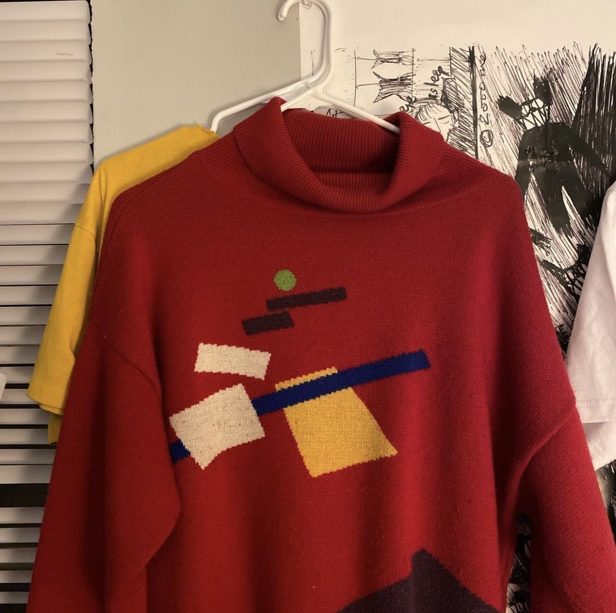 Gosha Rubchinskiy Gosha Rubchinskiy Printed Wool Turtleneck Sweater In Red Grailed