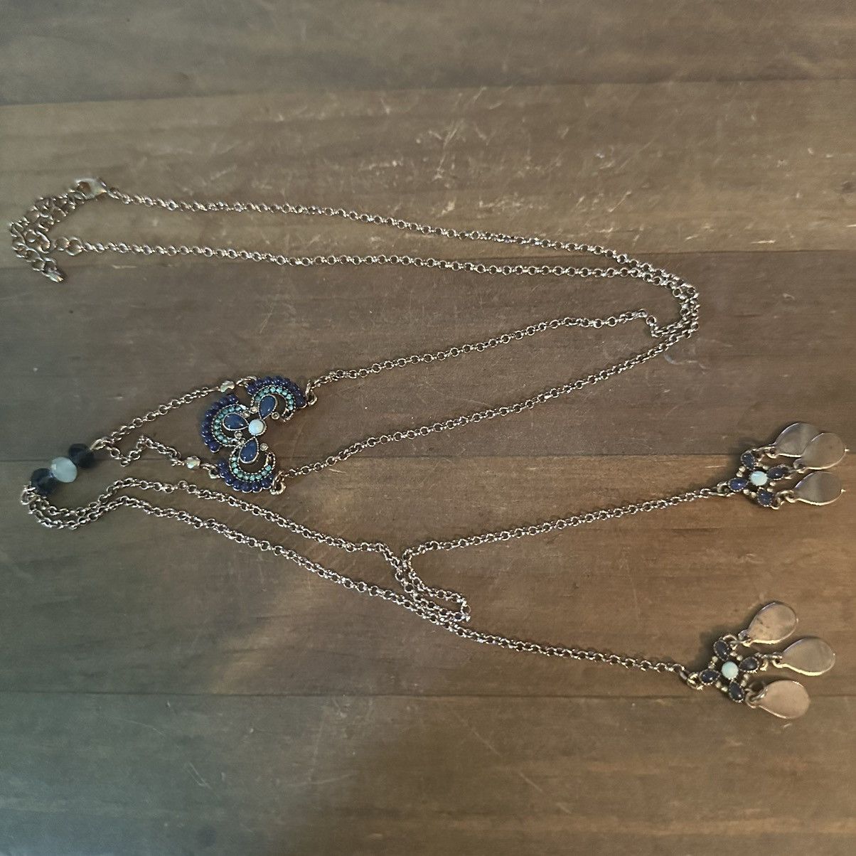 Other Long blue rhinestone pendant Y necklace Size ONE SIZE - 2 Thumbnail