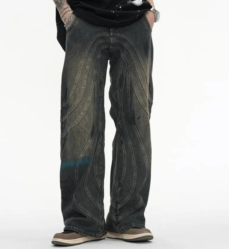 Jean × Vintage Y2K Dirty Grunge Hip Hop Baggy Jeans Size US 33 - 2 Thumbnail